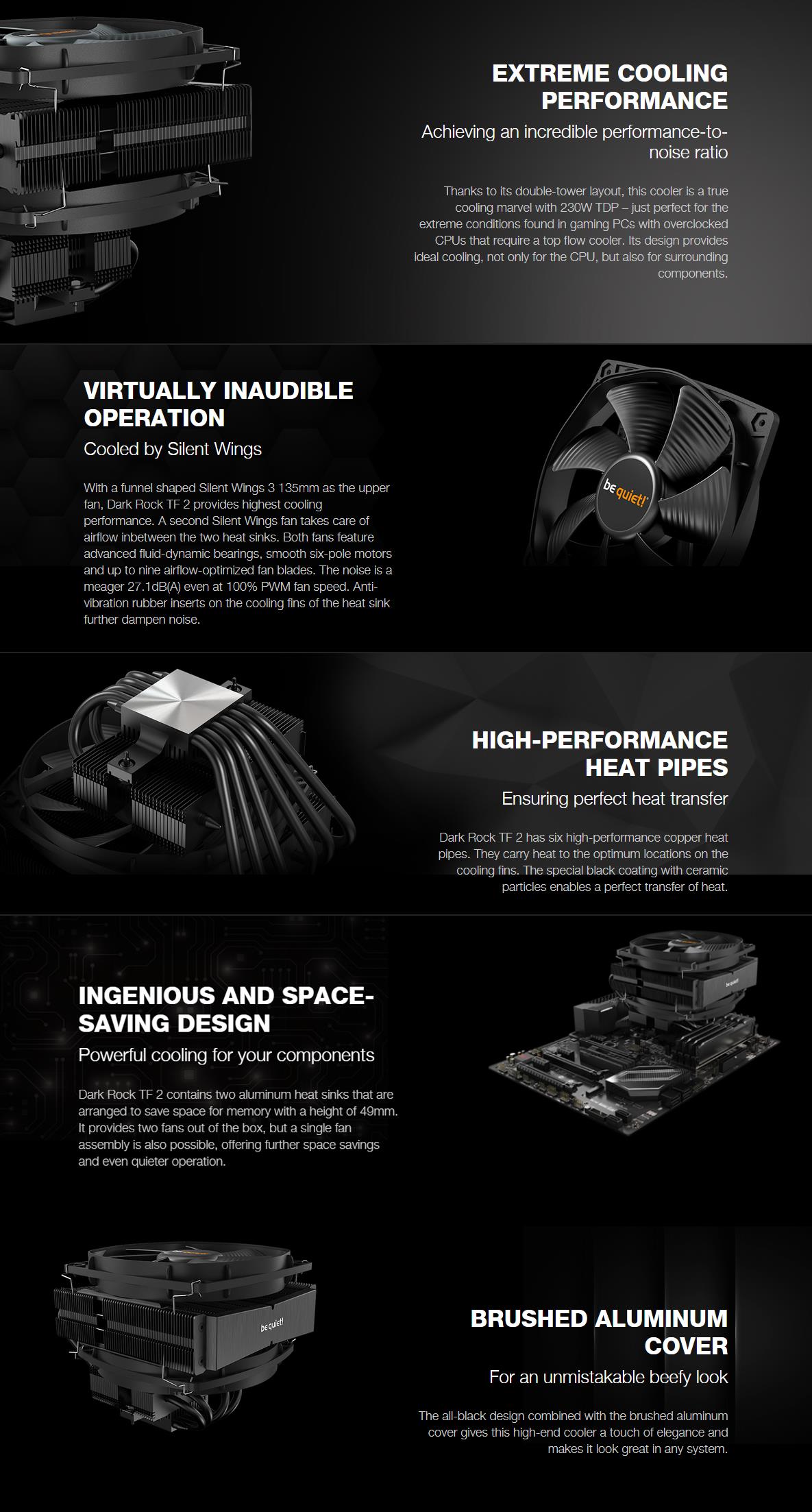 A large marketing image providing additional information about the product be quiet! Dark Rock TF 2 CPU Cooler - Additional alt info not provided