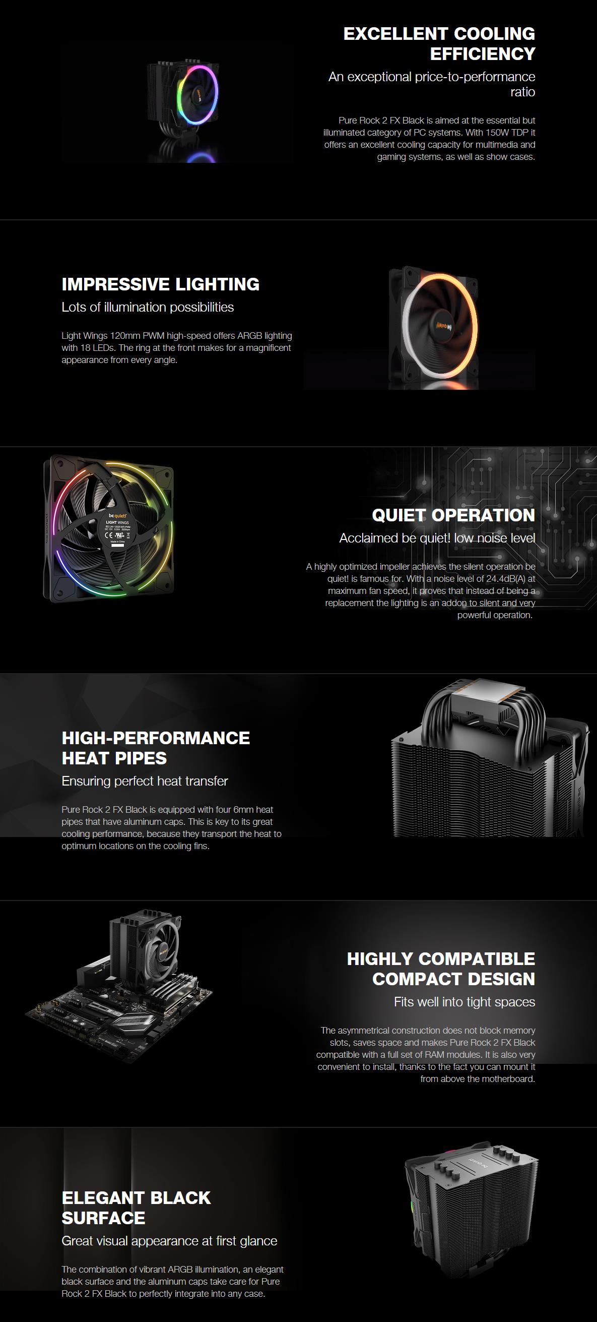 A large marketing image providing additional information about the product be quiet! Pure Rock 2 FX CPU Cooler - Additional alt info not provided