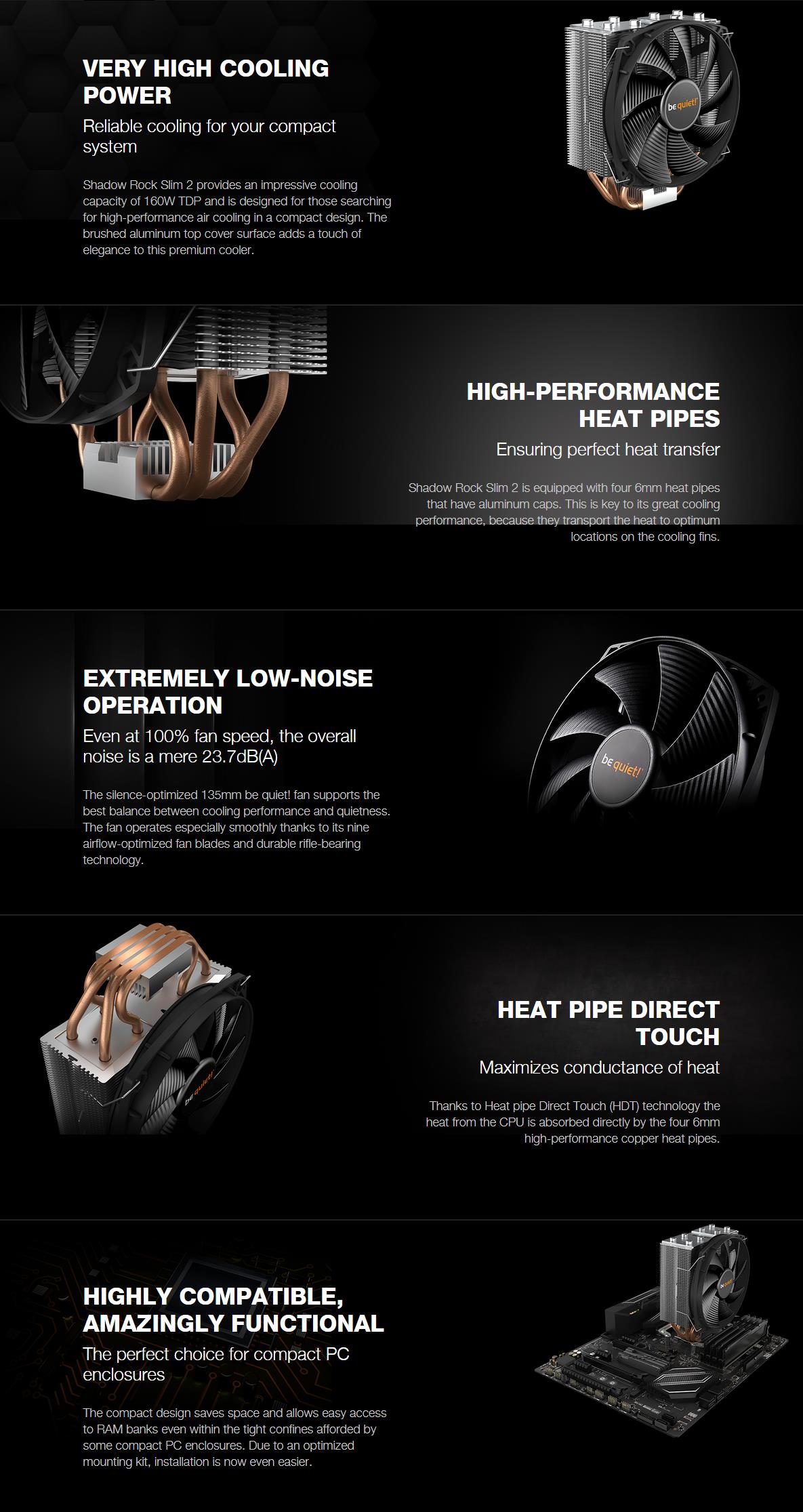 A large marketing image providing additional information about the product be quiet! Shadow Rock Slim 2 CPU Cooler - Additional alt info not provided