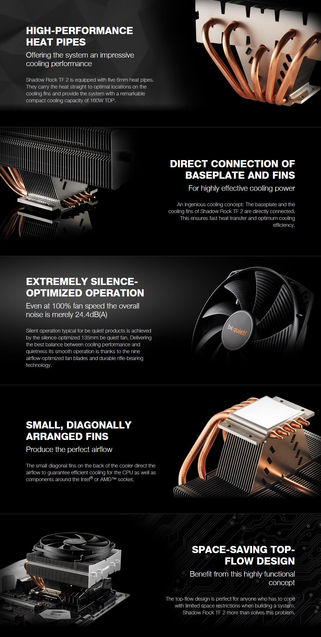 A large marketing image providing additional information about the product be quiet! Shadow Rock TF 2 CPU Cooler - Additional alt info not provided