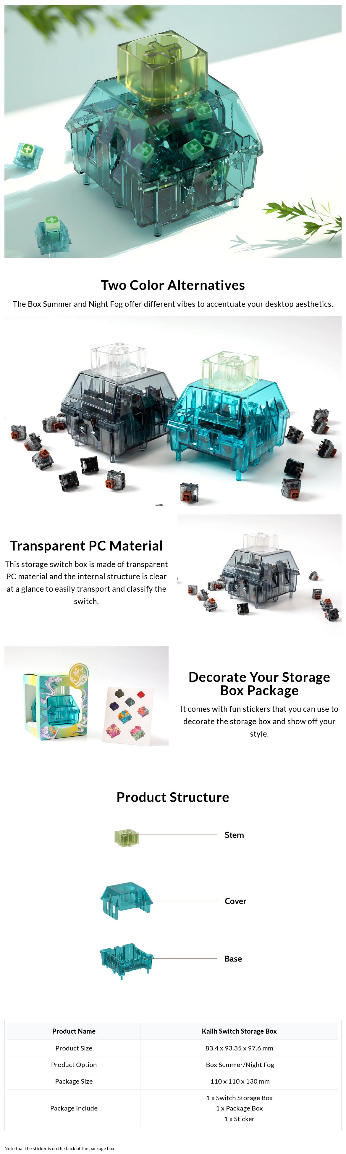 A large marketing image providing additional information about the product Keychron Kailh Switch Storage Box - Box Summer - Additional alt info not provided