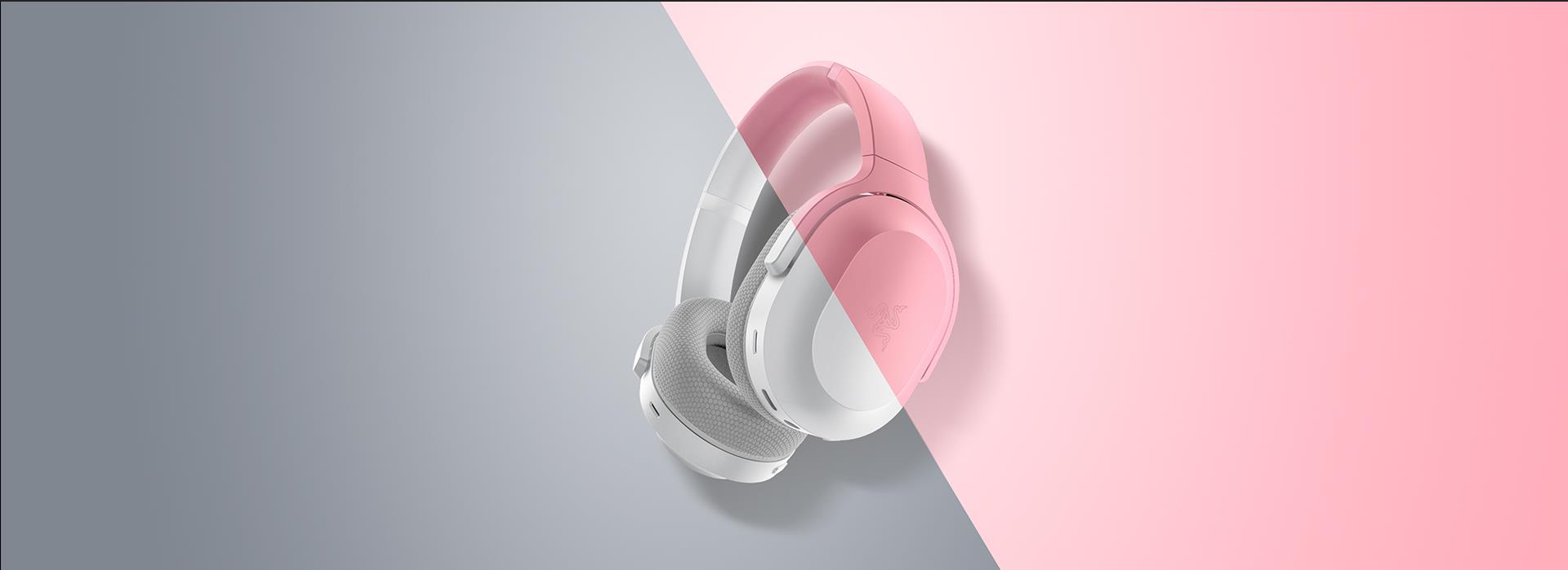 A large marketing image providing additional information about the product Razer Barracuda - Wireless Multi-platform Gaming Headset (Quartz Pink) - Additional alt info not provided
