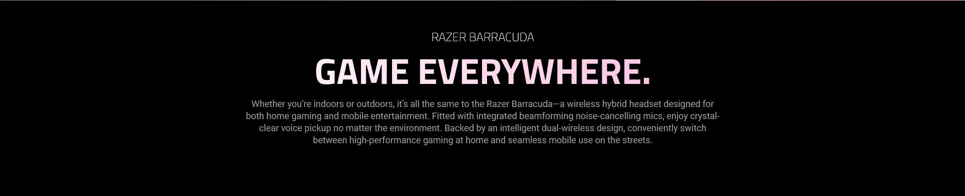 A large marketing image providing additional information about the product Razer Barracuda - Wireless Multi-platform Gaming Headset (Mercury White) - Additional alt info not provided