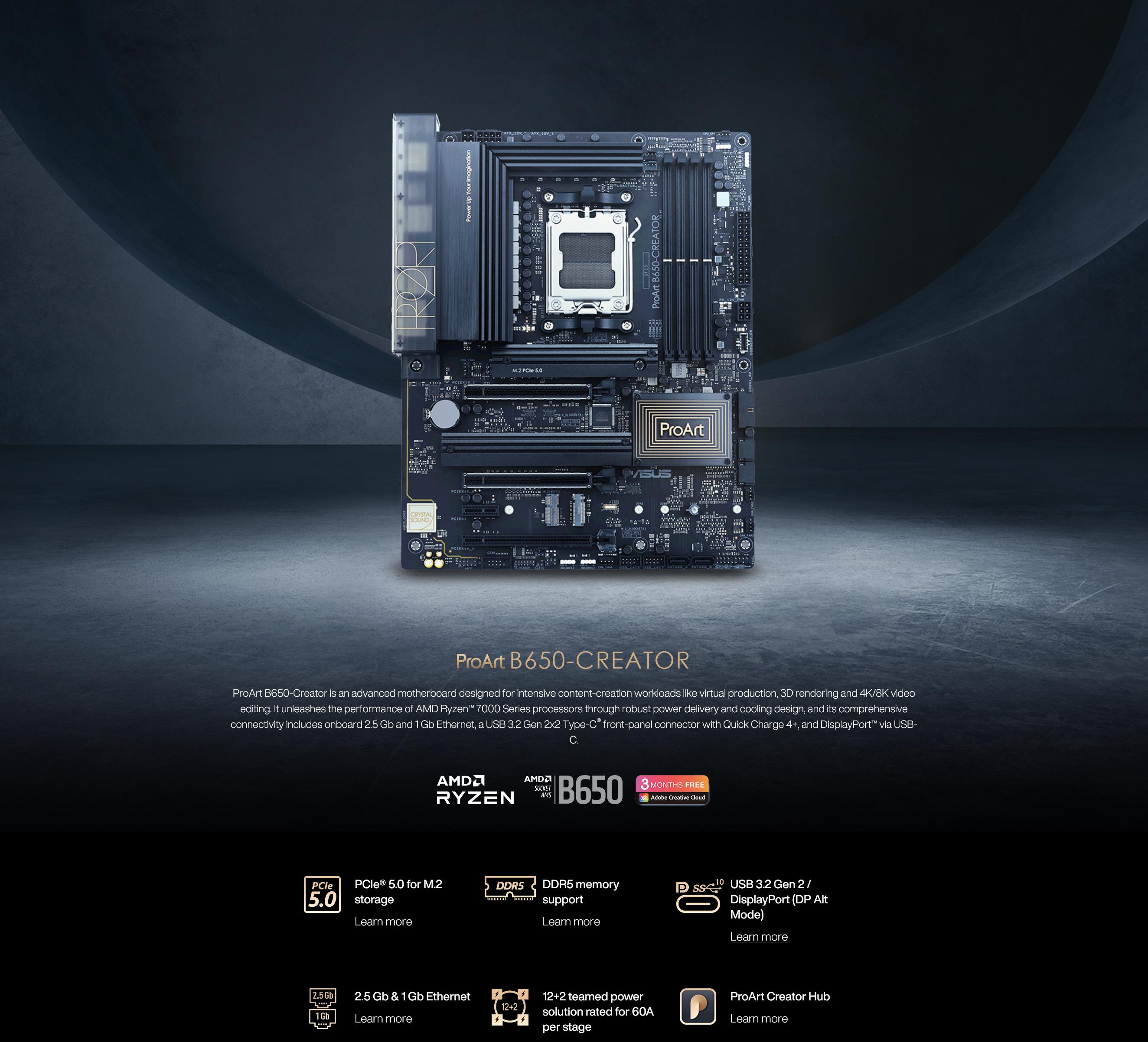 A large marketing image providing additional information about the product ASUS ProArt B650-Creator AM5 ATX Desktop Motherboard - Additional alt info not provided