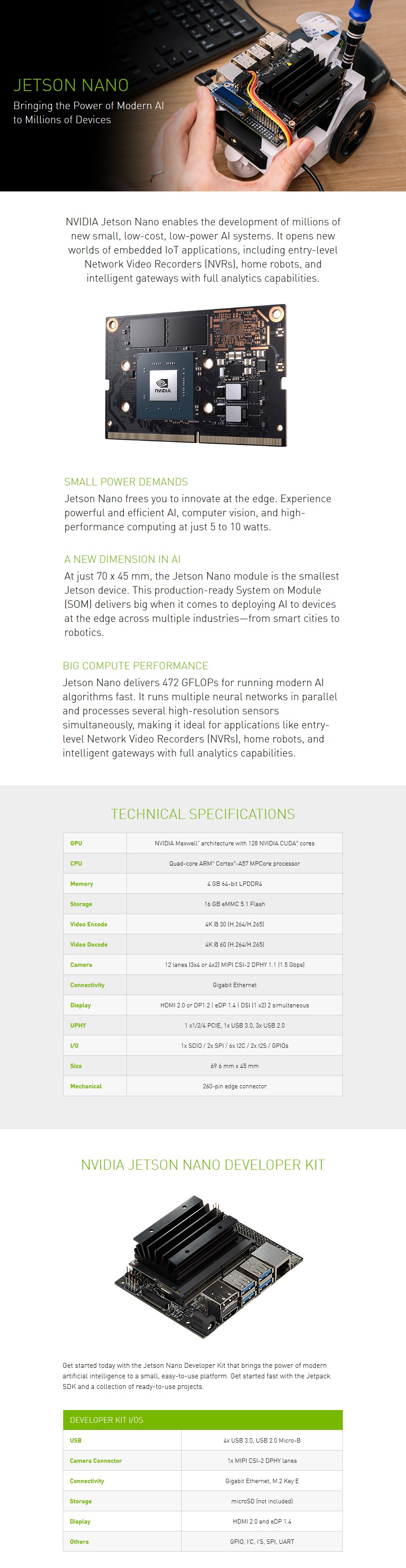 A large marketing image providing additional information about the product NVIDIA Jetson Nano Developer Kit - Additional alt info not provided