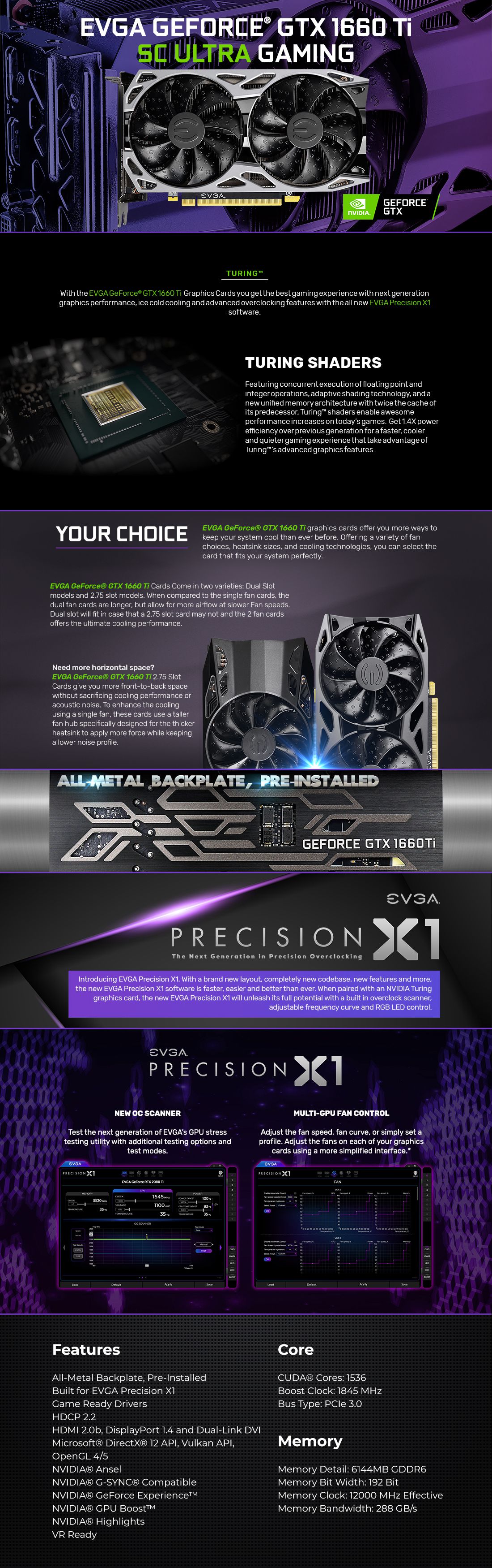 A large marketing image providing additional information about the product eVGA GeForce GTX1660Ti SC Ultra 6GB GDDR6 - Additional alt info not provided