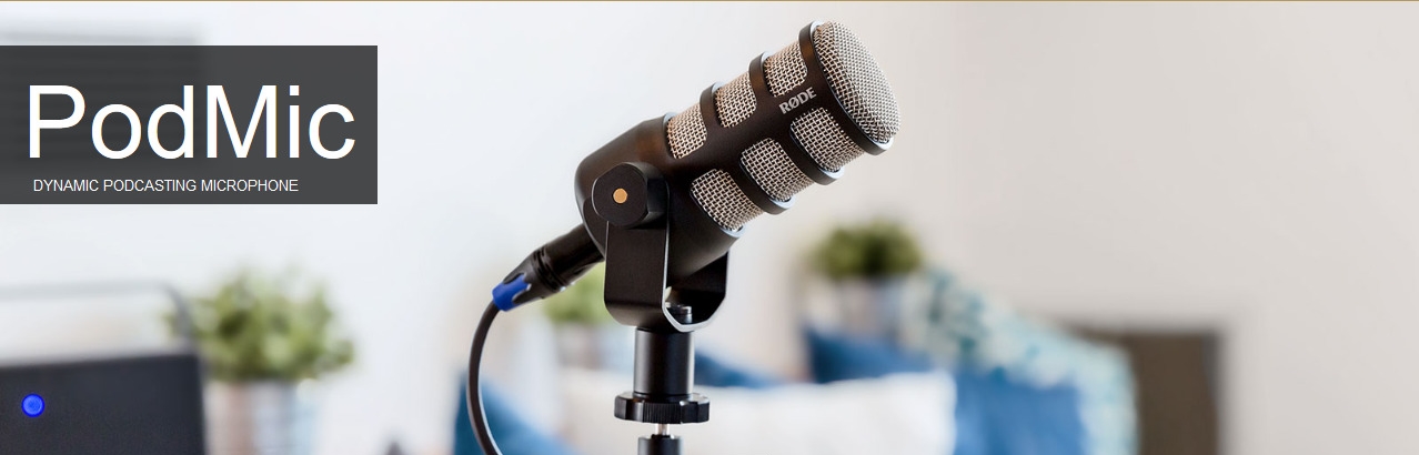 A large marketing image providing additional information about the product RODE Microphones PodMic Dynamic Podcasting XLR Microphone - Additional alt info not provided