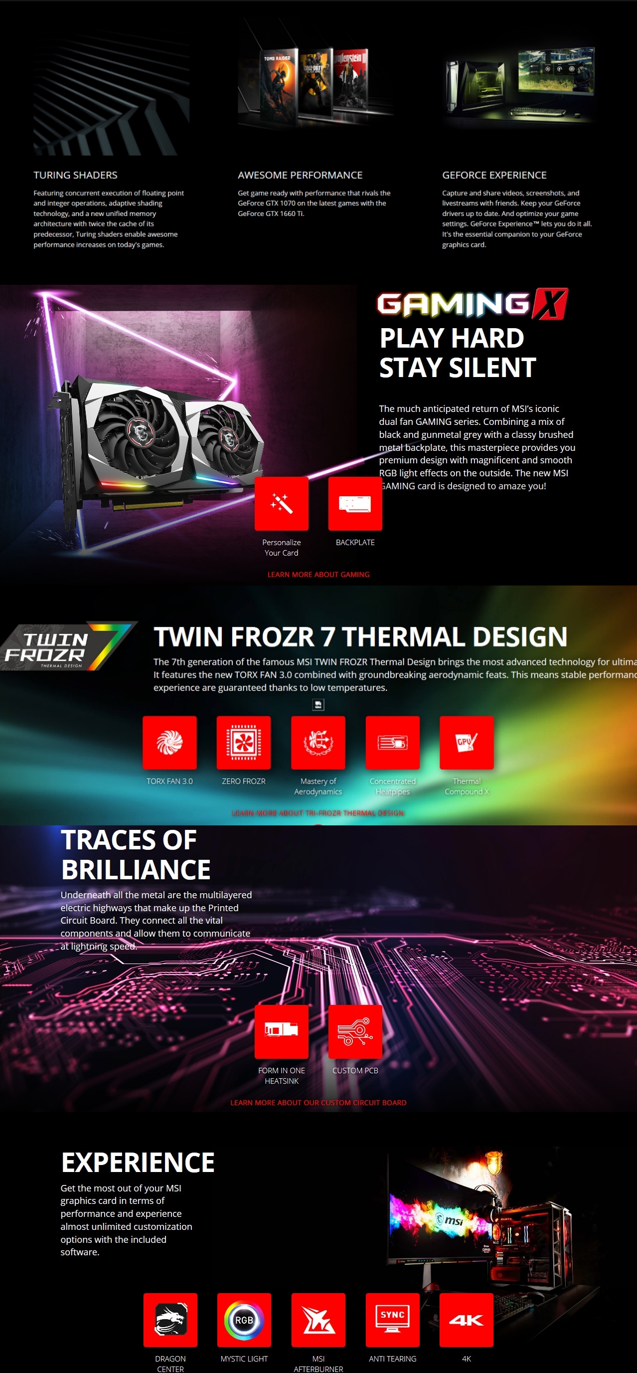 A large marketing image providing additional information about the product MSI GeForce GTX1660Ti Gaming X 6GB GDDR6 - Additional alt info not provided
