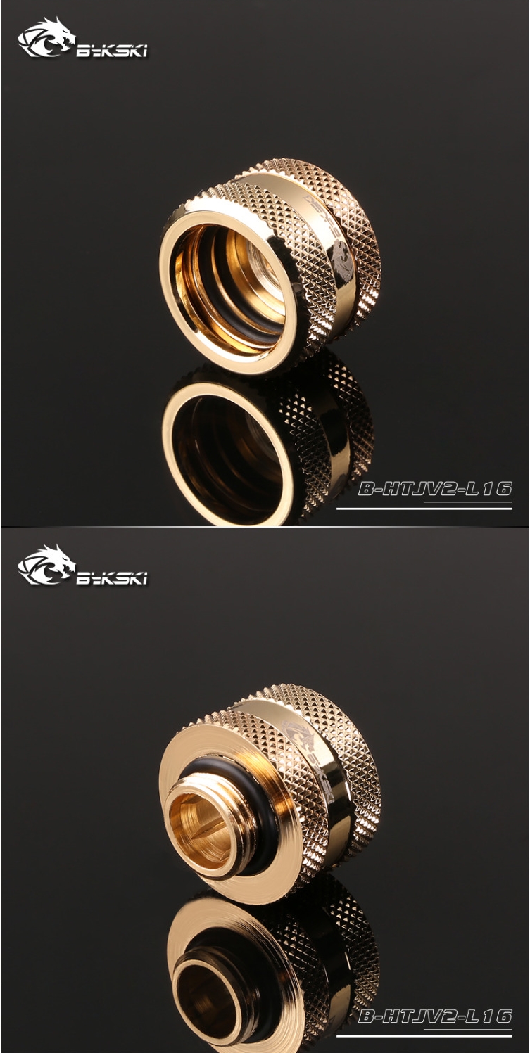 A large marketing image providing additional information about the product Bykski G1/4 16mm Hard Tube Compression Fitting - Gold - Additional alt info not provided