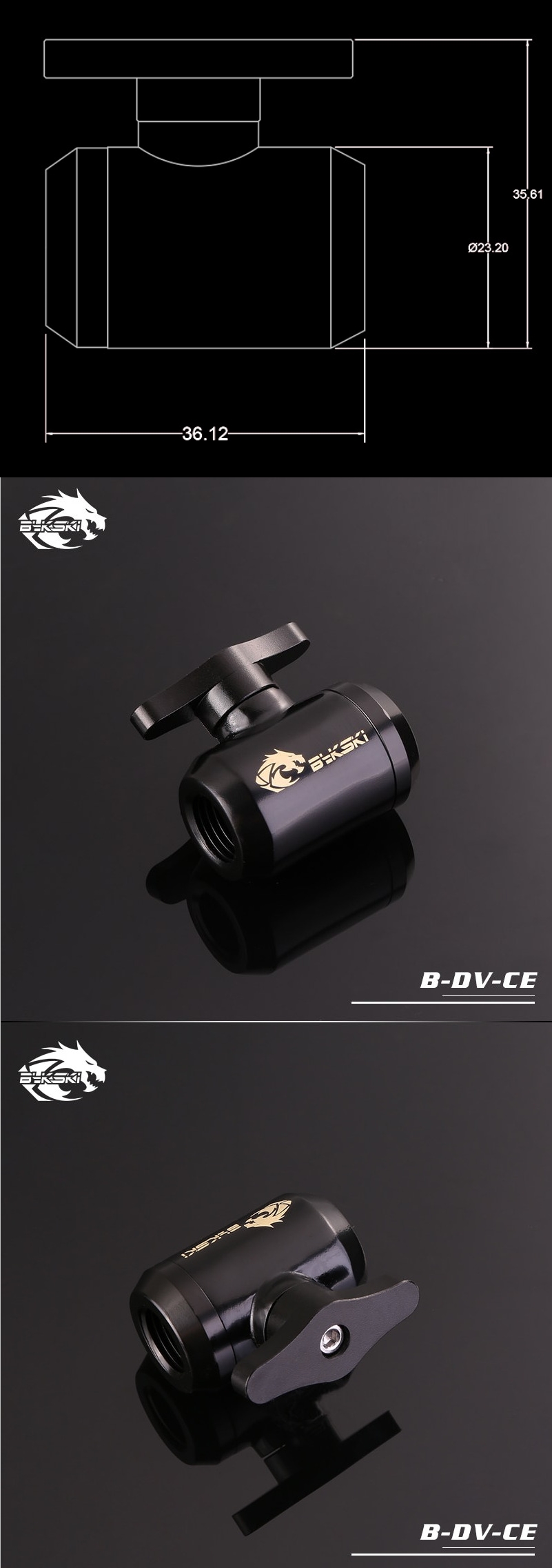 A large marketing image providing additional information about the product Bykski G1/4 Ball Valve - Matte Black - Additional alt info not provided