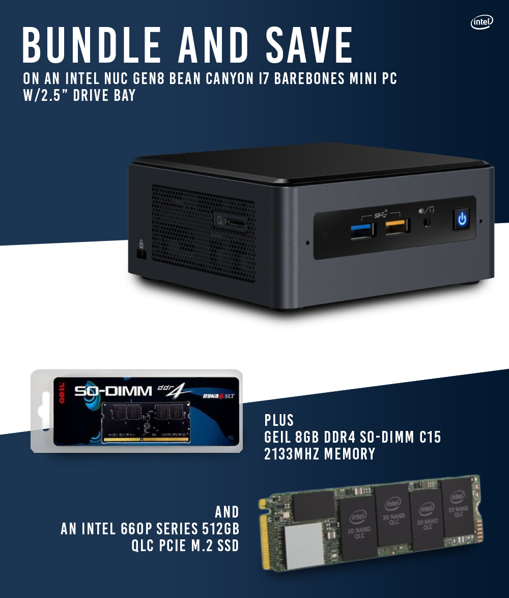 A large marketing image providing additional information about the product Intel i7 NUC Bean Canyon Super Enthusiast Bundle - Additional alt info not provided