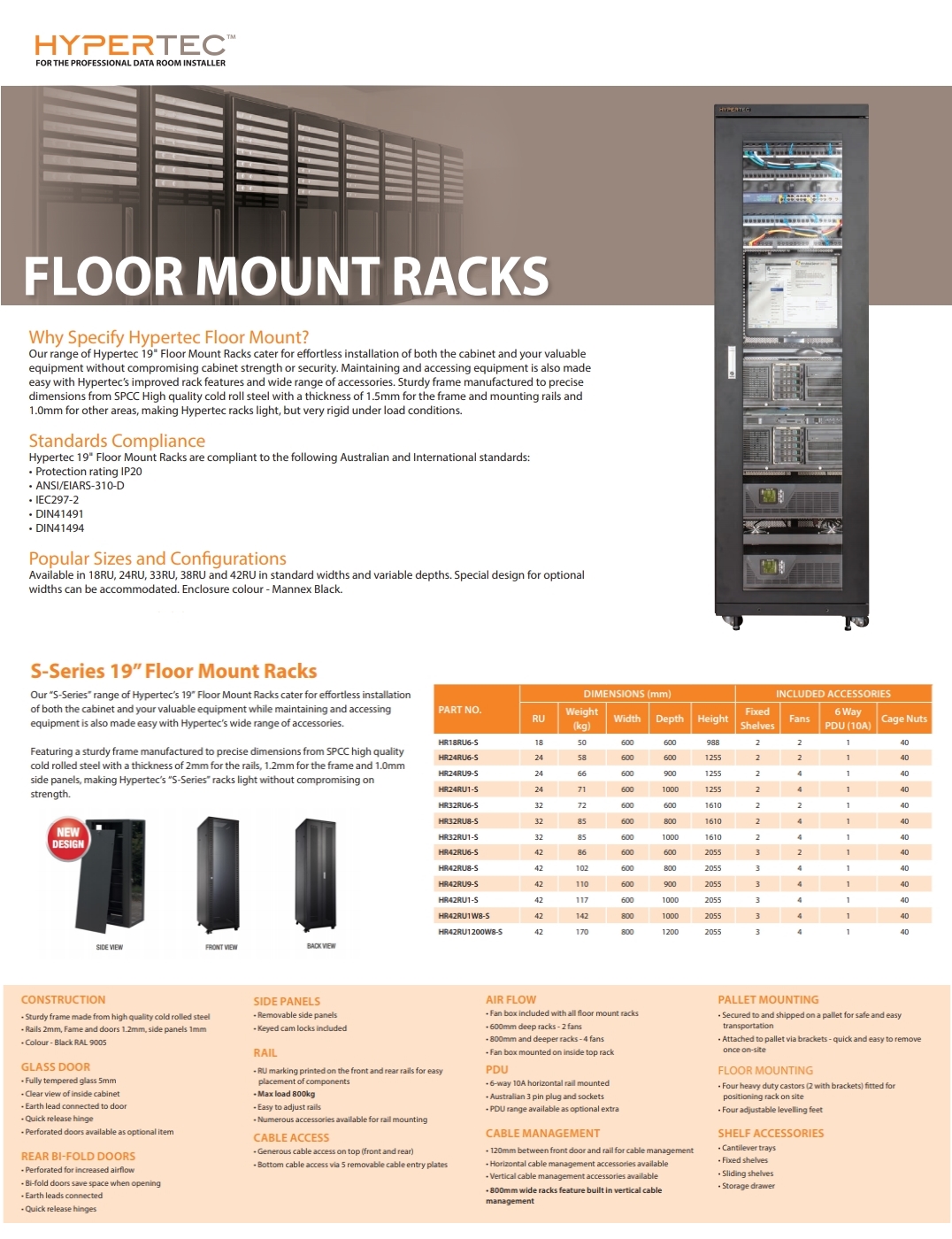 A large marketing image providing additional information about the product Hypertec Floor Mount 19" Enclosed 24RU (600W X 600D X 1255H) Server Cabinet - Additional alt info not provided