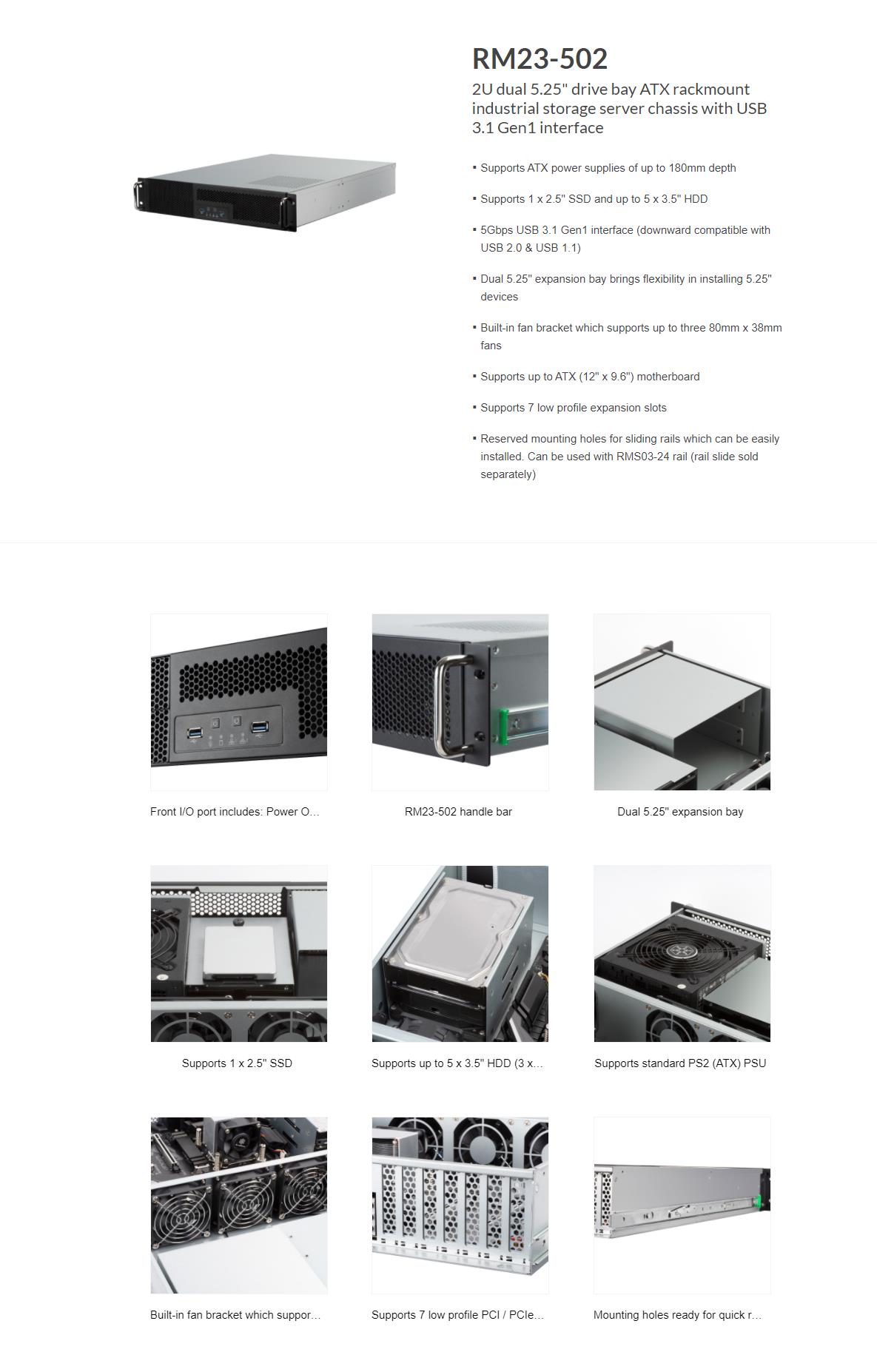 A large marketing image providing additional information about the product SilverStone RM23-502 2U Rackmount Case - Black - Additional alt info not provided