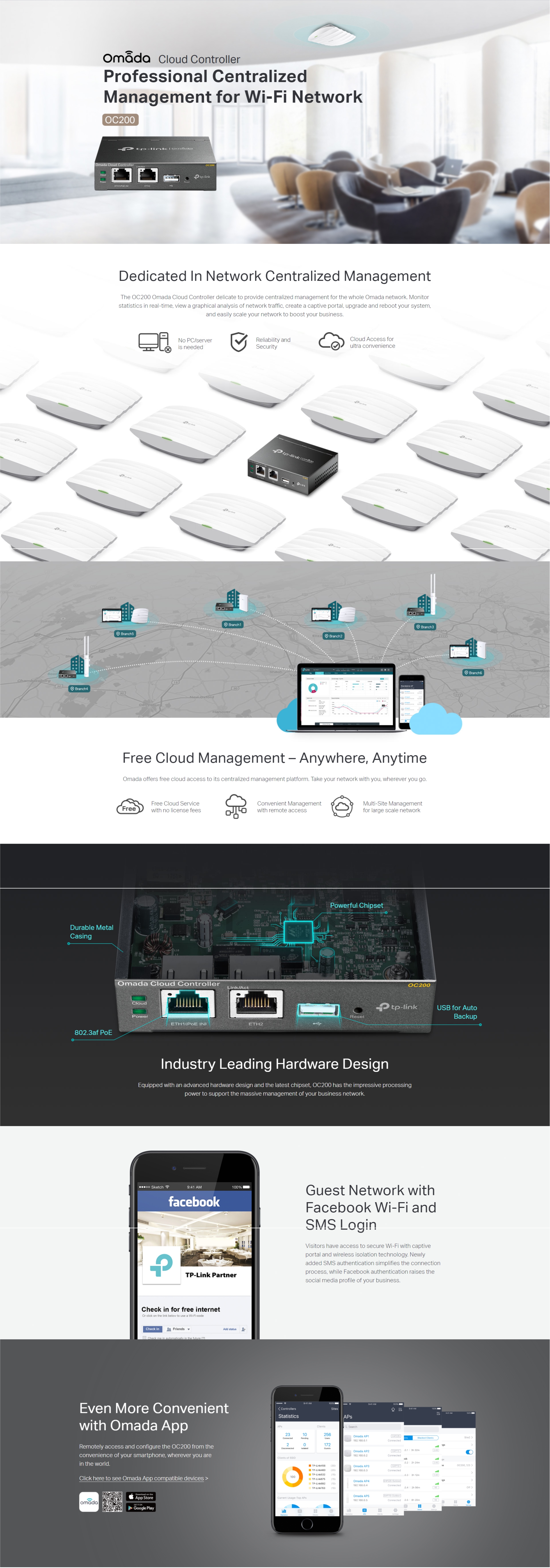 A large marketing image providing additional information about the product TP-Link Omada OC200  - Hardware Controller - Additional alt info not provided