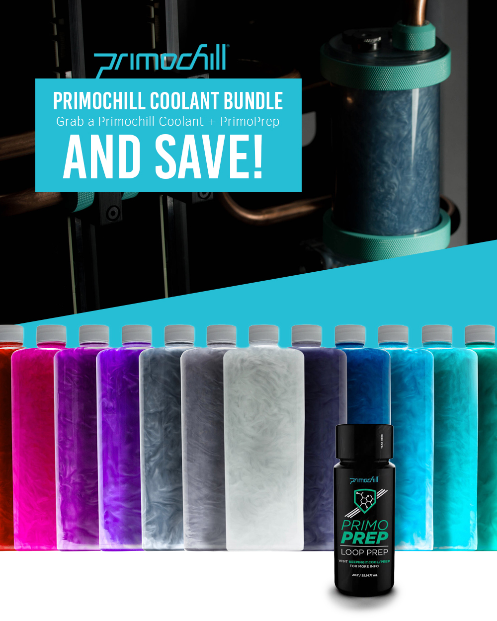A large marketing image providing additional information about the product Primochill Coolant & PrimoPrep Discount Bundle - Additional alt info not provided