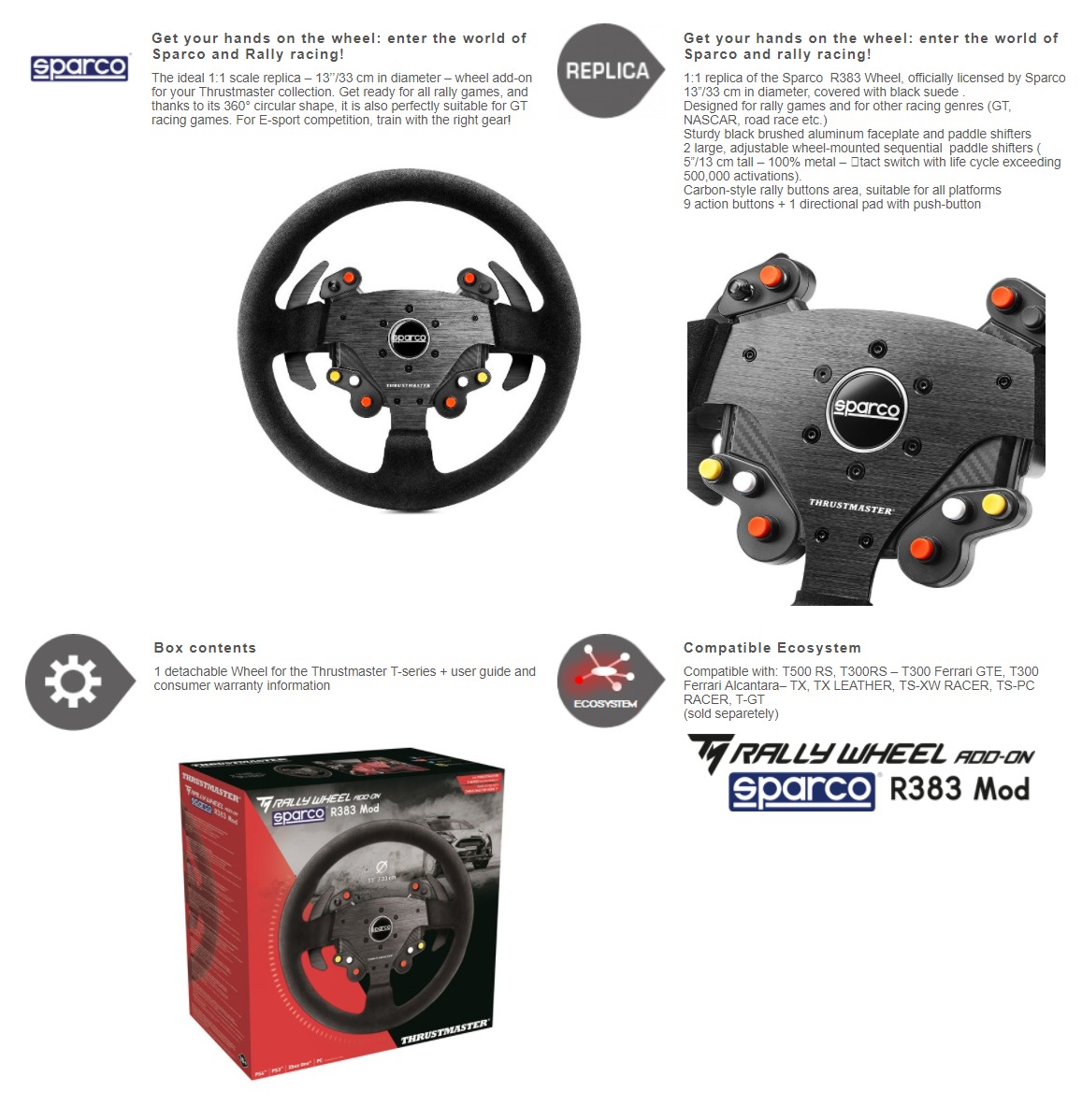 Thrustmaster Sparco R383 Mod Rally Add-On For T-Series Racing Wheels PLE  Computers