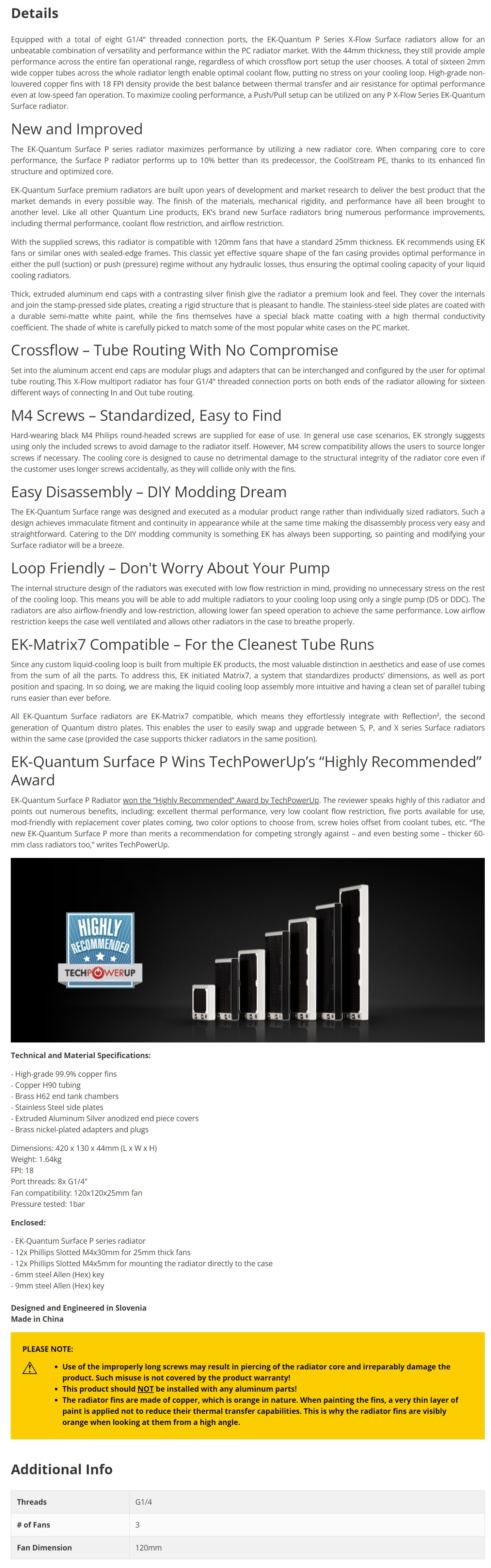 A large marketing image providing additional information about the product EK Quantum Surface P360M X-Flow - White - Additional alt info not provided