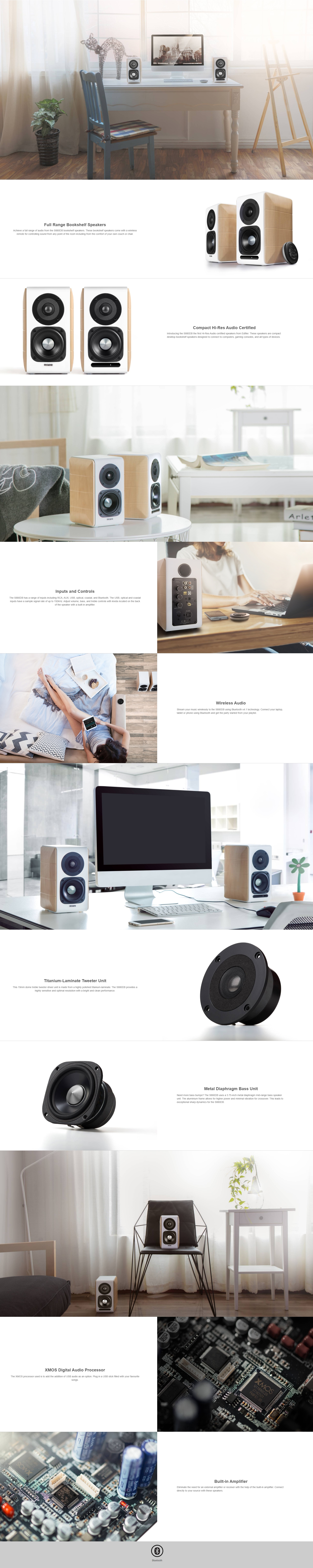 A large marketing image providing additional information about the product Edifier S880DB Hi-Res Audio Certified Powered Speakers w/ Bluetooth - Additional alt info not provided