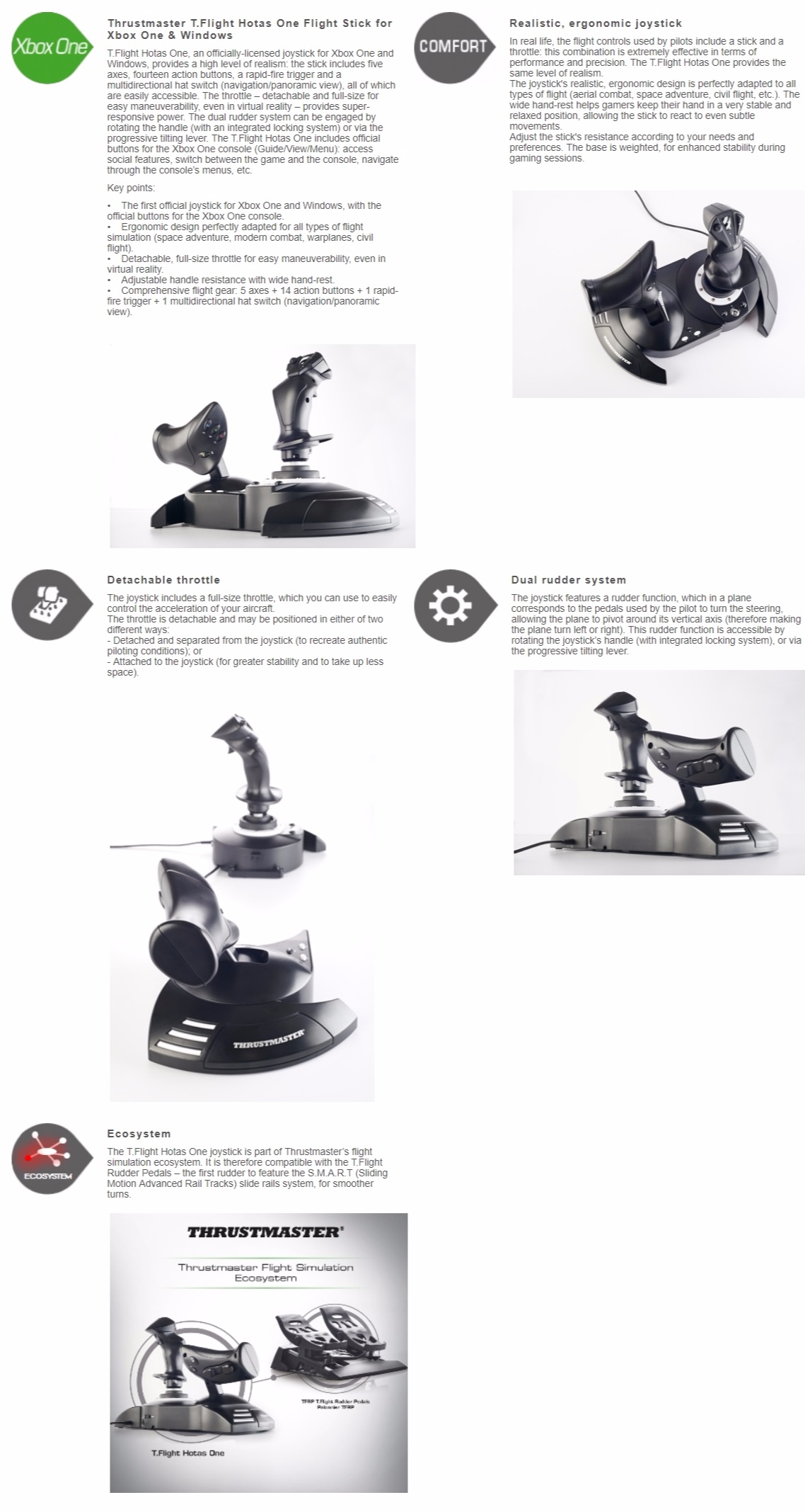 A large marketing image providing additional information about the product Thrustmaster T.Flight HOTAS One Joystick For PC & Xbox One - Additional alt info not provided