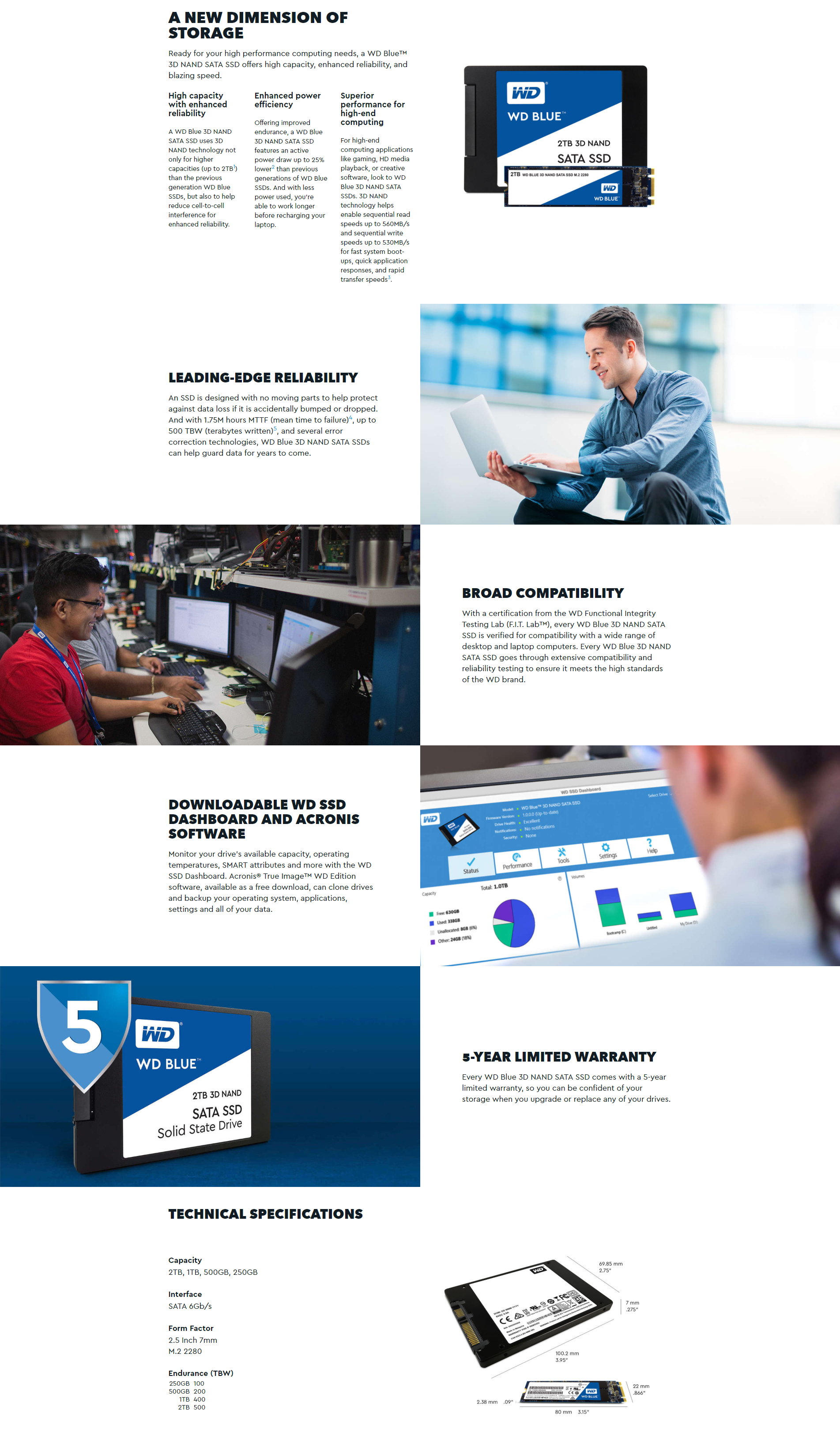 A large marketing image providing additional information about the product WD Blue 2TB 3D NAND M.2 SSD - Additional alt info not provided