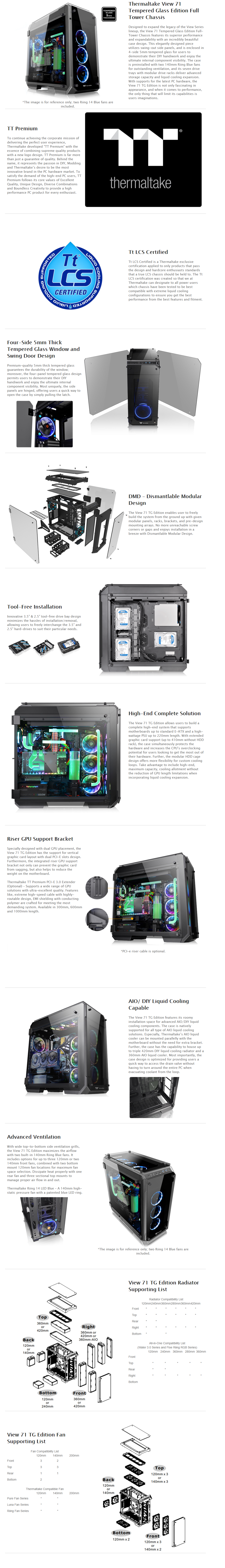 A large marketing image providing additional information about the product Thermaltake View 71 TG - Full Tower Case - Additional alt info not provided