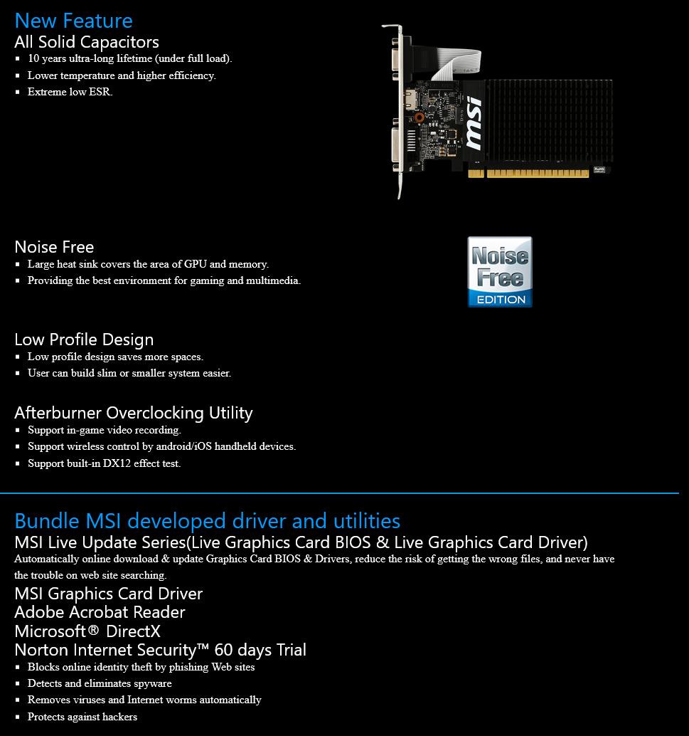 A large marketing image providing additional information about the product MSI GeForce GT 710 2GB DDR3 - Additional alt info not provided