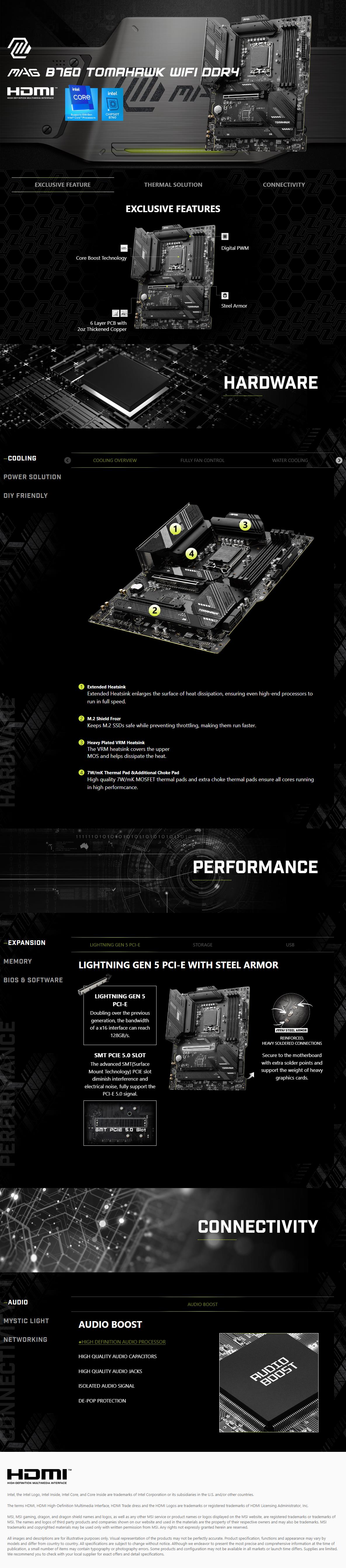 A large marketing image providing additional information about the product MSI MAG B760 Tomahawk WiFi LGA1700 ATX Desktop Motherboard - Additional alt info not provided