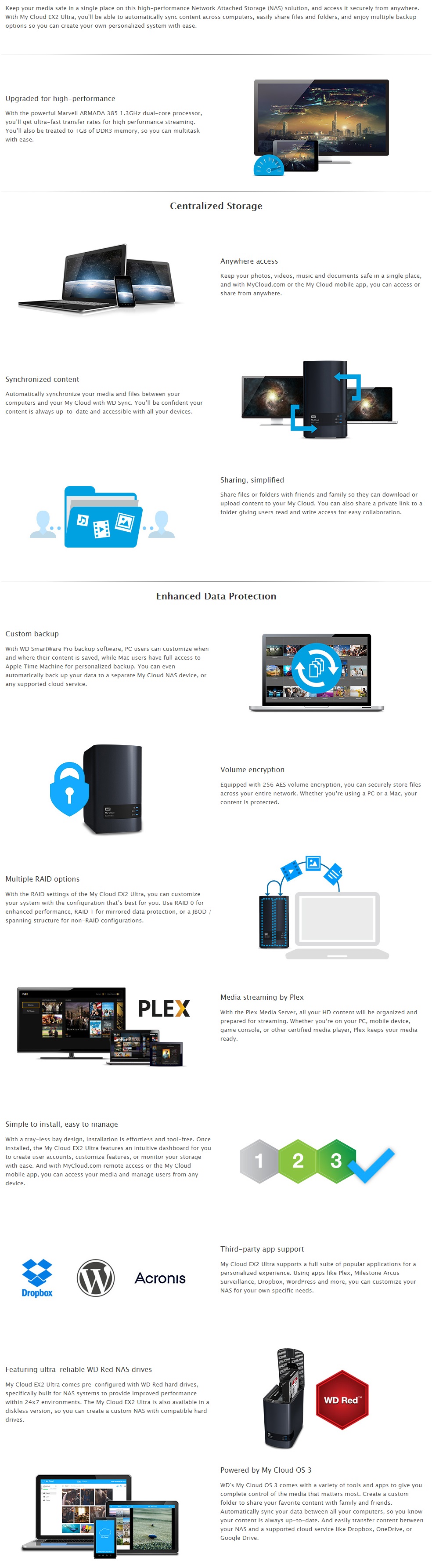 A large marketing image providing additional information about the product WD My Cloud Expert EX2 Ultra 4TB 2 Bay NAS Enclosure - Additional alt info not provided