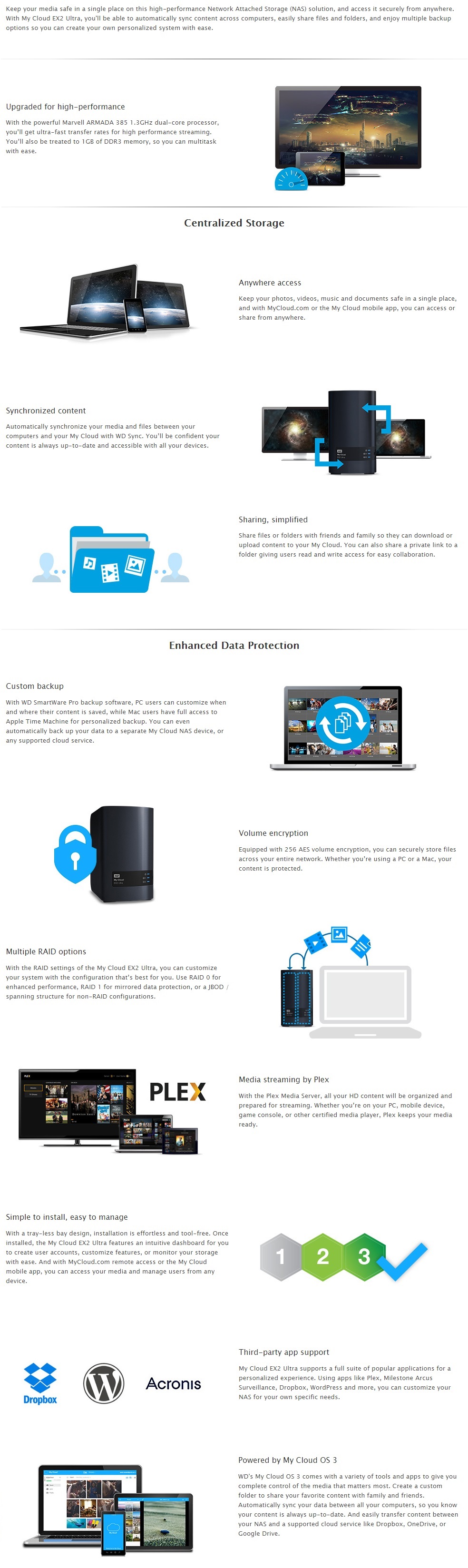 A large marketing image providing additional information about the product WD My Cloud Expert EX2 Ultra 2 Bay NAS Enclosure - Additional alt info not provided