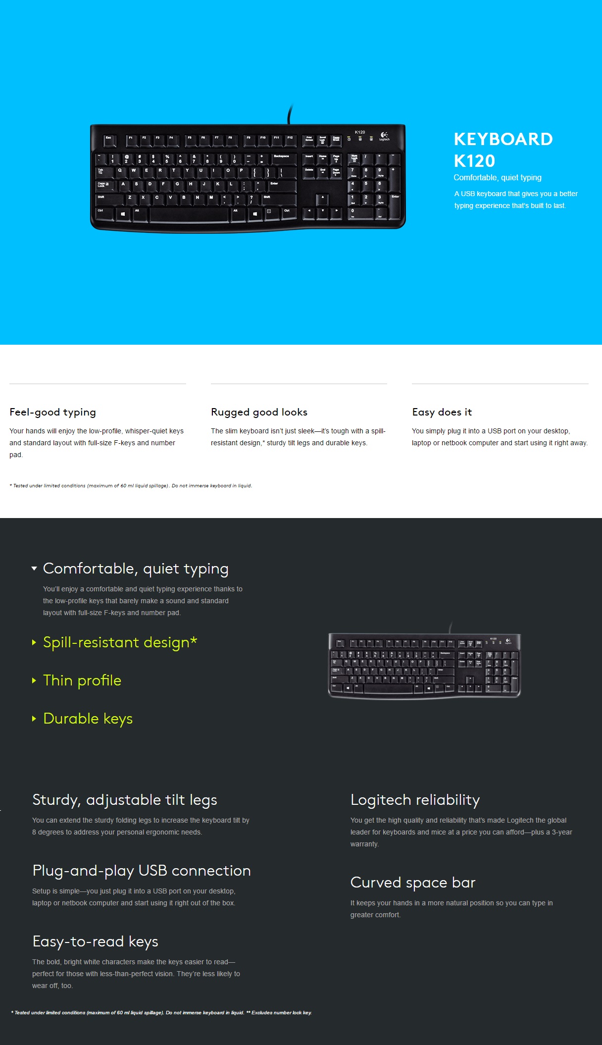 A large marketing image providing additional information about the product Logitech K120 Wired Keyboard - Additional alt info not provided