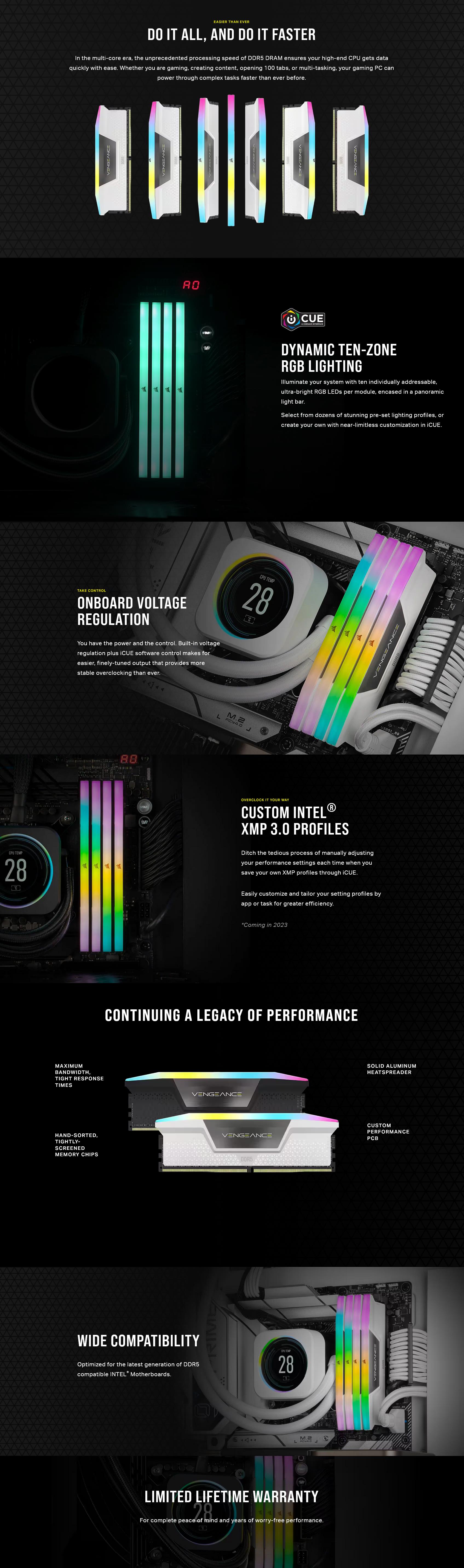 A large marketing image providing additional information about the product Corsair 48GB Kit (2x24GB) DDR5 Vengeance RGB C40 7000MT/s - Black - Additional alt info not provided