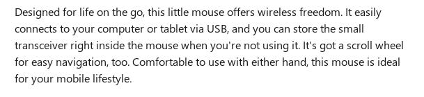 A large marketing image providing additional information about the product Microsoft Wireless Mobile Mouse 1850 - Wool Blue - Additional alt info not provided