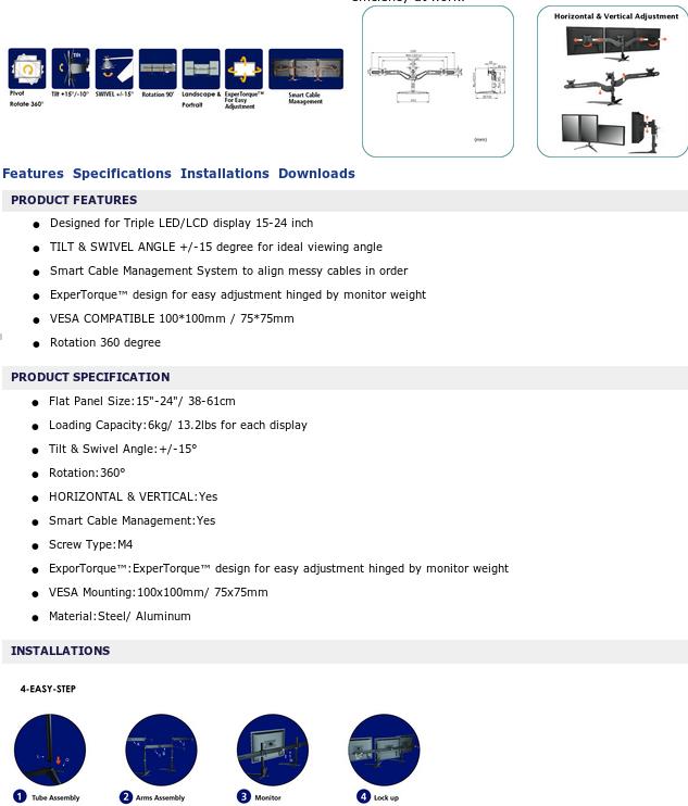 A large marketing image providing additional information about the product Aavara AV-DS300 Freestanding Triple Monitor Stand (up to 24") - Additional alt info not provided