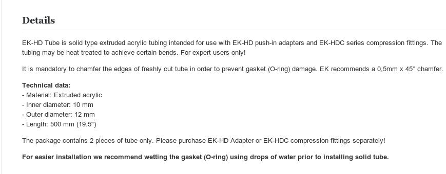 A large marketing image providing additional information about the product EK HD Tube 10/12mm 500mm (2 pcs) - Additional alt info not provided