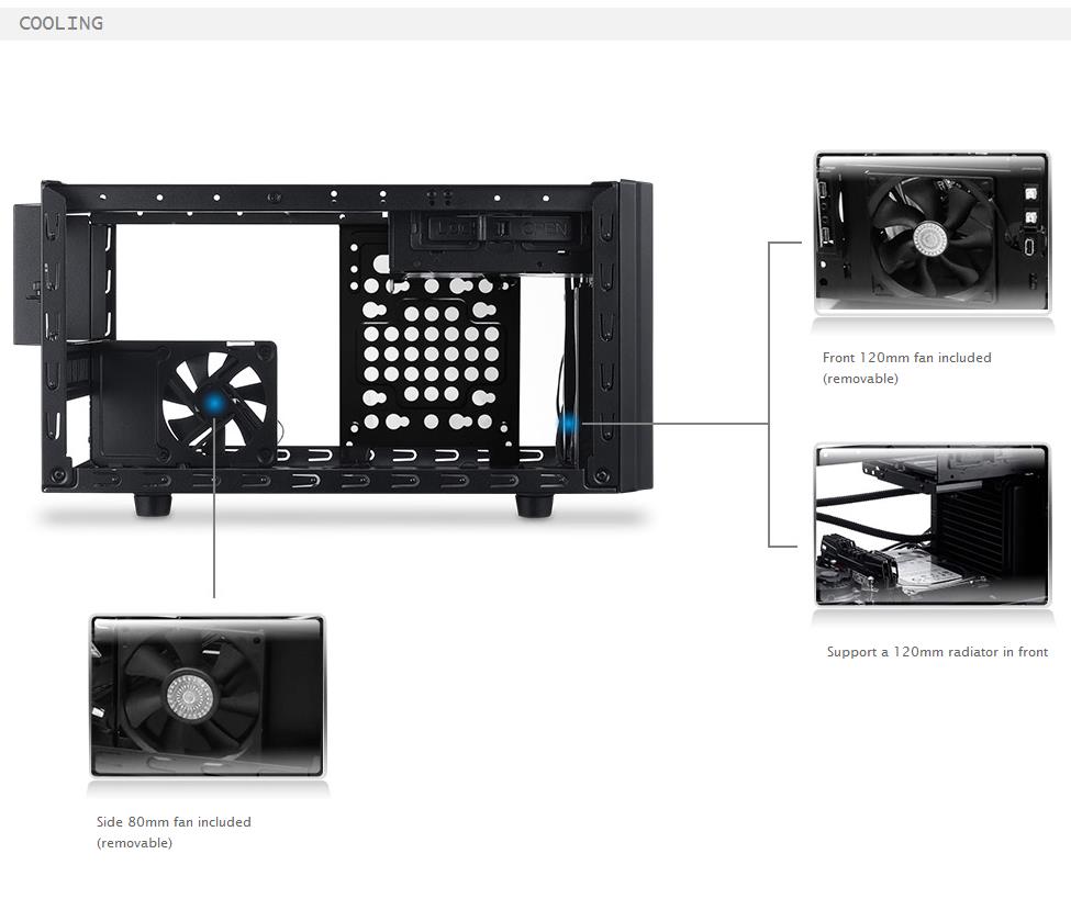 A large marketing image providing additional information about the product Cooler Master Elite 130 Black mITX Case - Additional alt info not provided