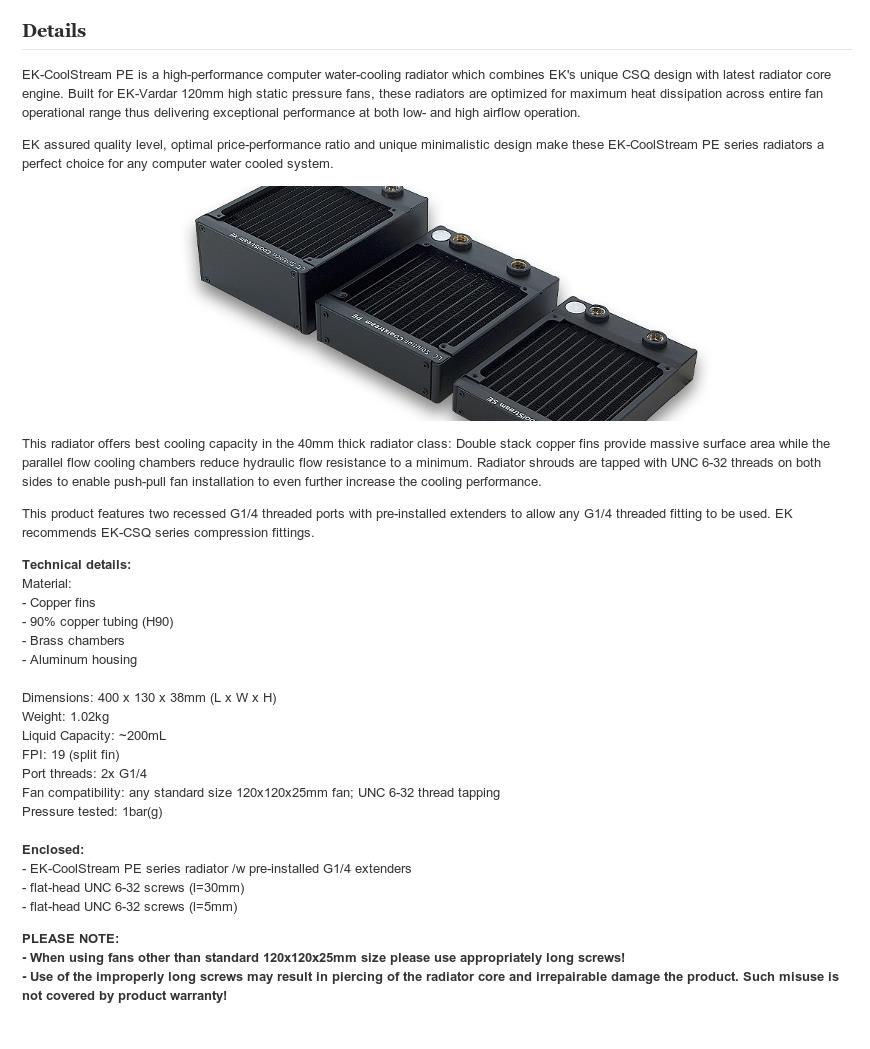A large marketing image providing additional information about the product EK Coolstream PE 360mm Radiator - Additional alt info not provided