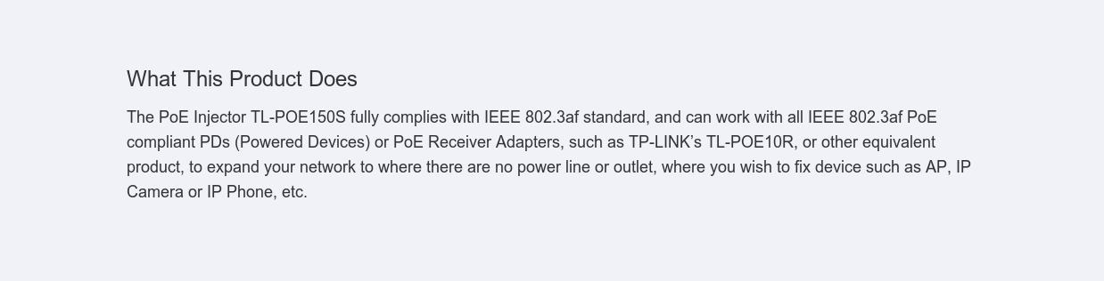 A large marketing image providing additional information about the product TP-Link POE150S - PoE Injector - Additional alt info not provided