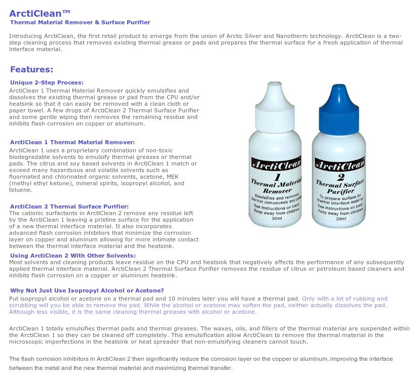 A large marketing image providing additional information about the product Arctic Silver Arcticlean Thermal Compound Remover - Additional alt info not provided