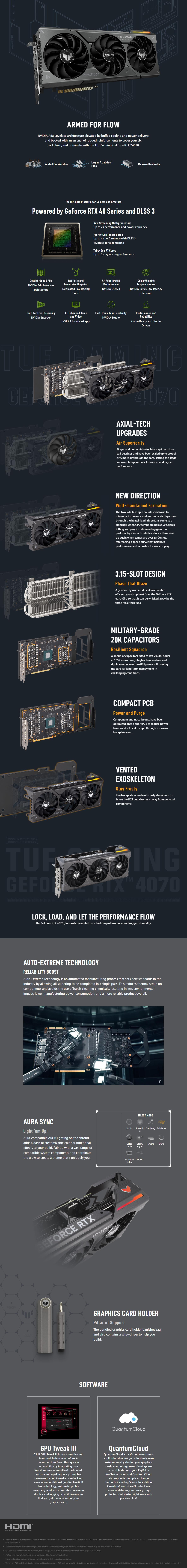A large marketing image providing additional information about the product ASUS GeForce RTX 4070 TUF Gaming 12GB GDDR6X - Additional alt info not provided