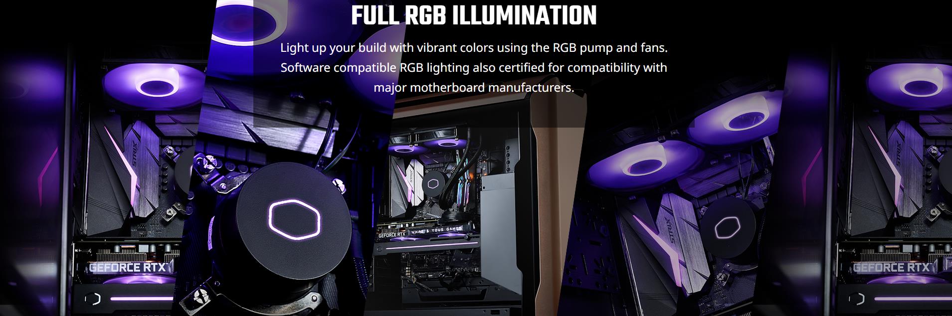A large marketing image providing additional information about the product Cooler Master MasterLiquid ML120L Core 120mm AIO Liquid CPU Cooler - Additional alt info not provided
