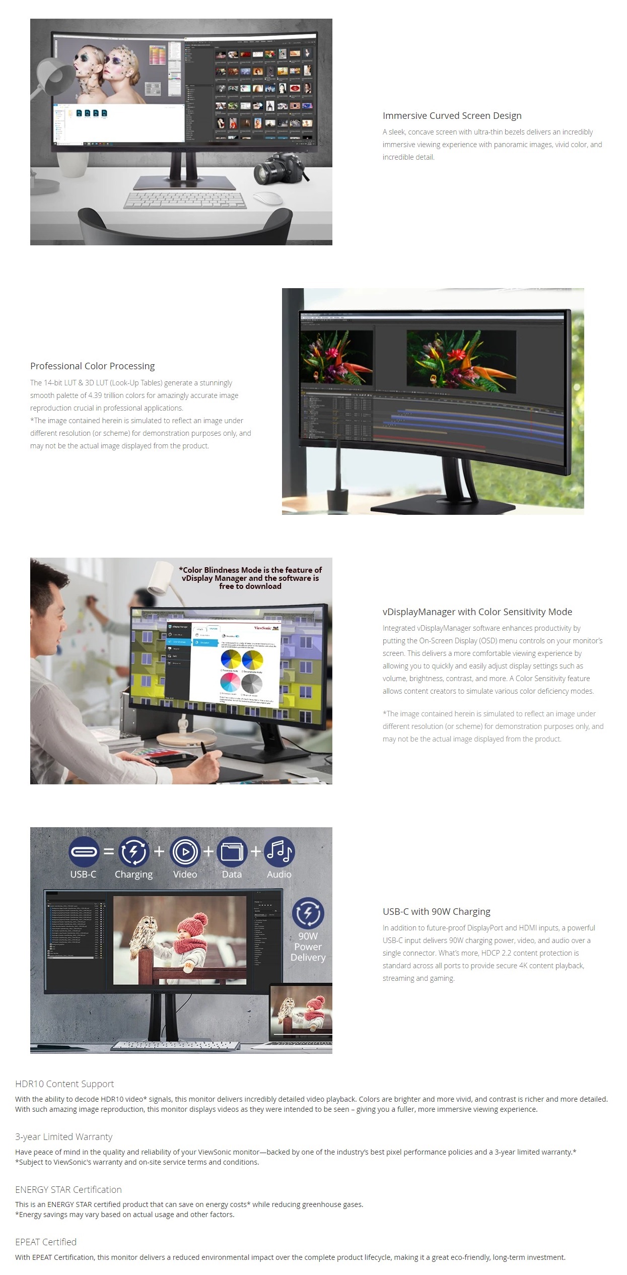 A large marketing image providing additional information about the product Viewsonic ColorPro VP3481A 34" Curved UWQHD Ultrawide 100Hz IPS Monitor - Additional alt info not provided