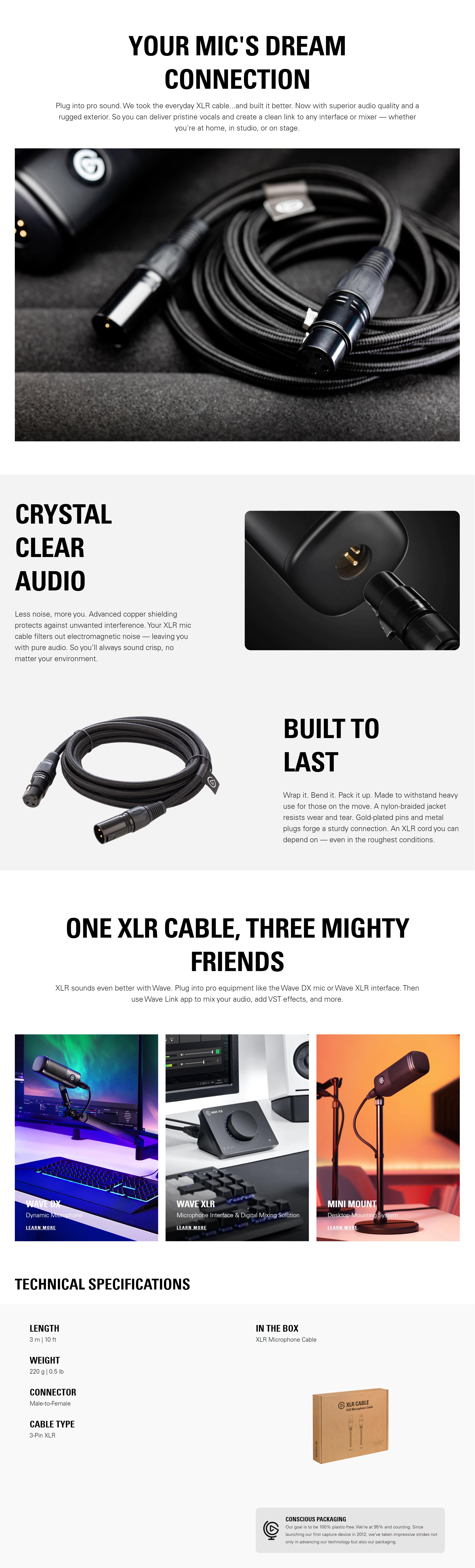 Elgato 10' XLR Microphone Cable Black 10CAL9901 - Best Buy
