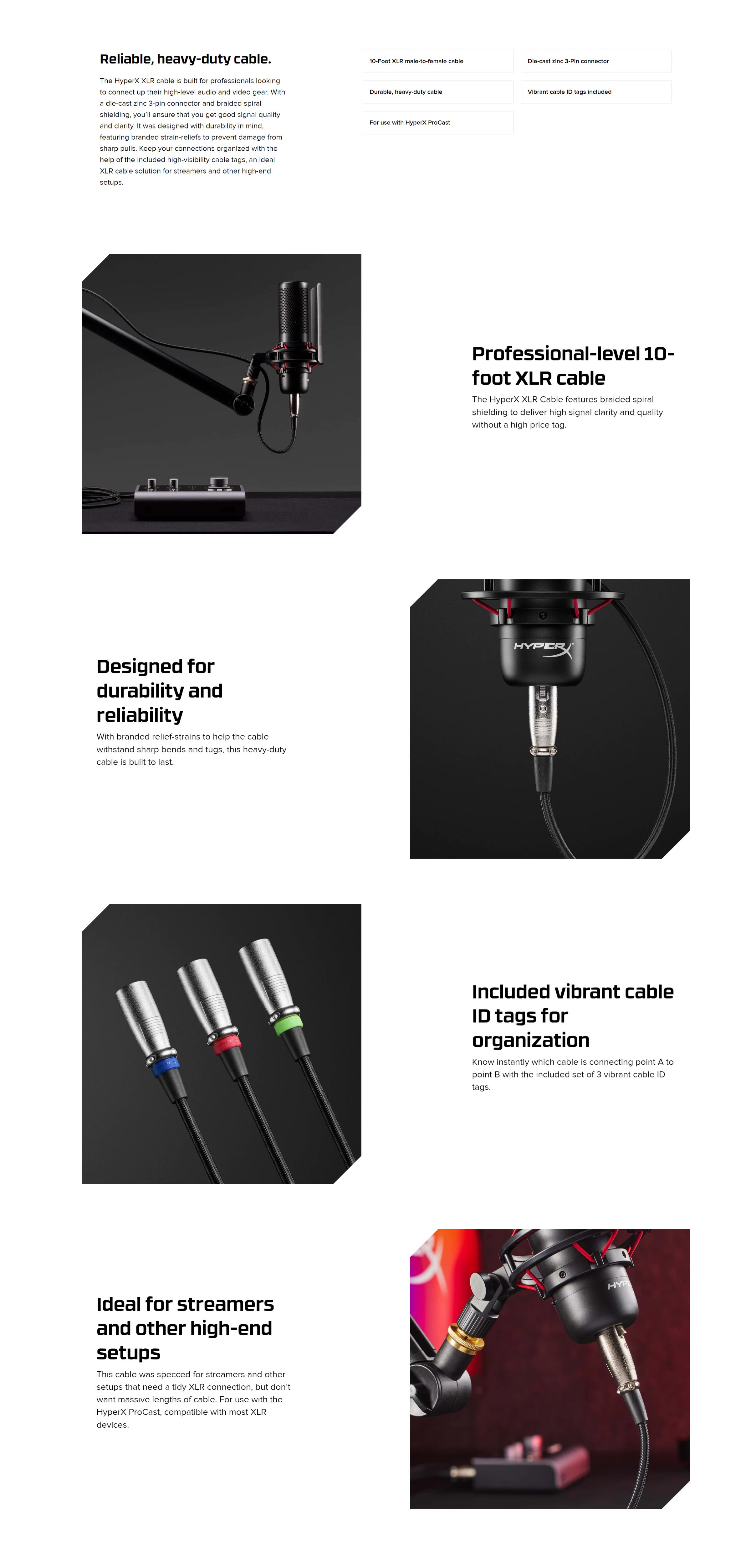 A large marketing image providing additional information about the product HyperX XLR Cable – Male-to-Female, 3 Pin, 3.1m – Black - Additional alt info not provided