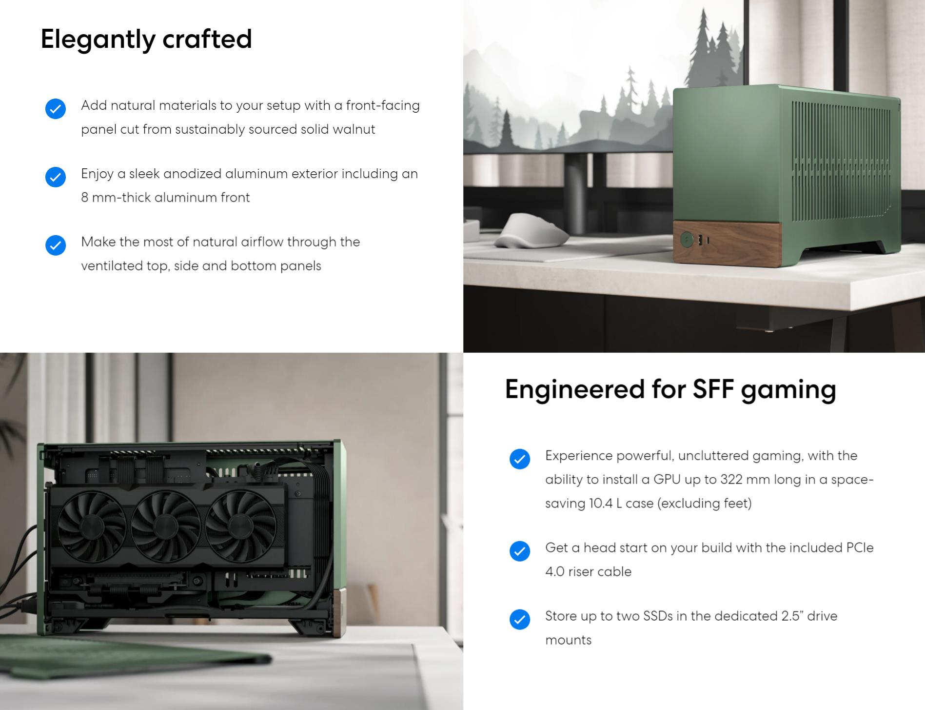 A large marketing image providing additional information about the product Fractal Design Terra SFF Case - Jade - Additional alt info not provided