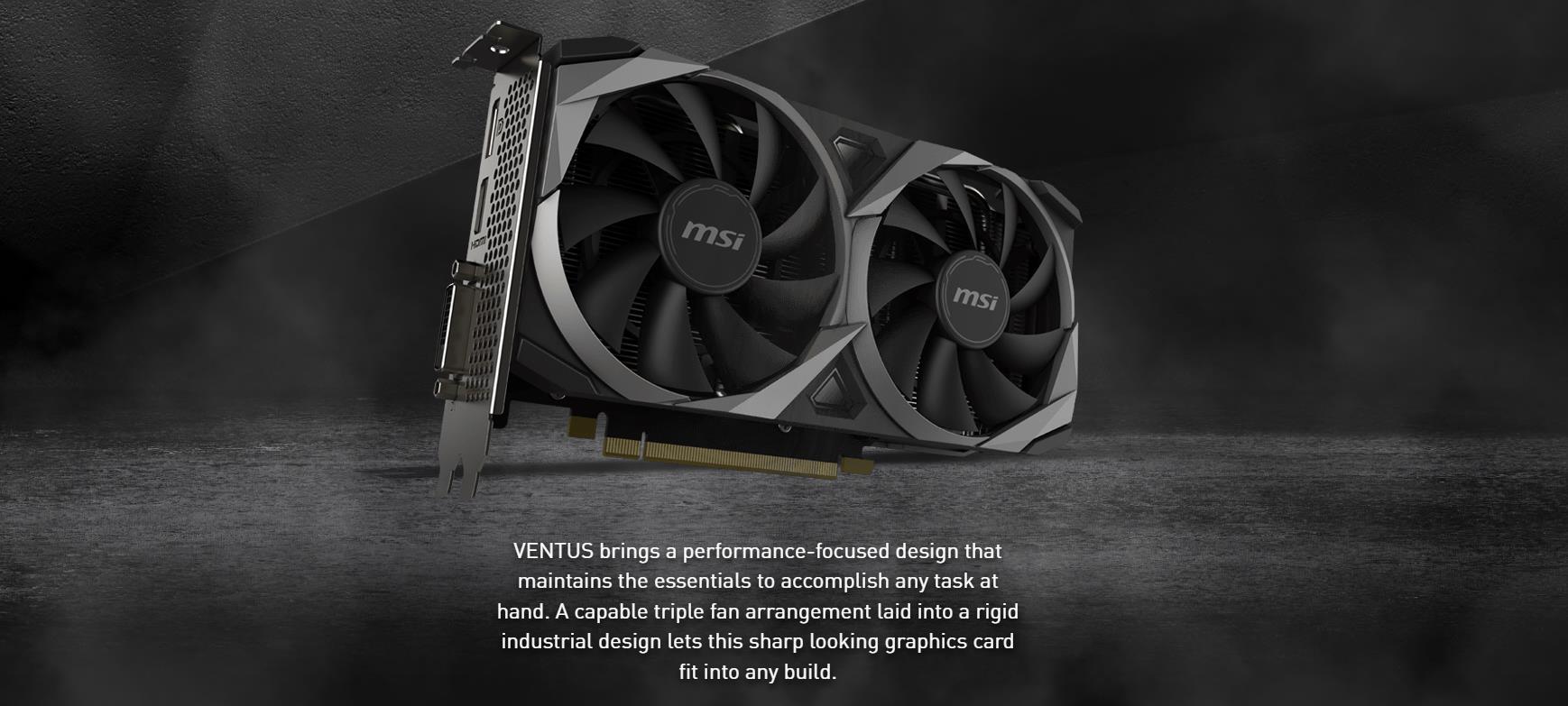 A large marketing image providing additional information about the product MSI GeForce RTX 3050 Ventus 2X XS OC 8G GDDR6 - Additional alt info not provided