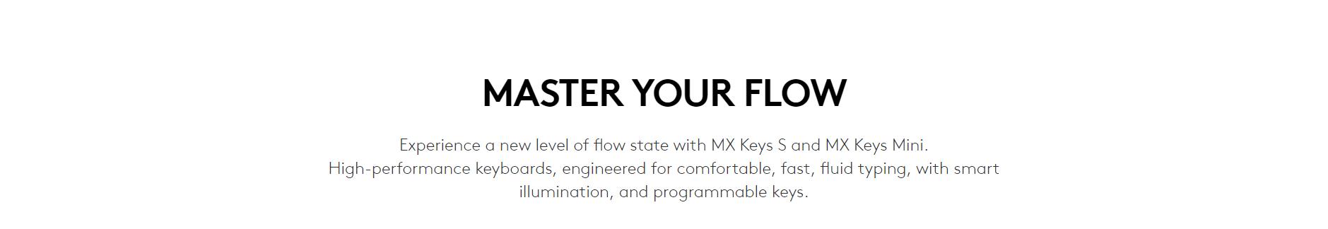 A large marketing image providing additional information about the product Logitech MX Keys S Wireless Keyboard - Pale Grey - Additional alt info not provided