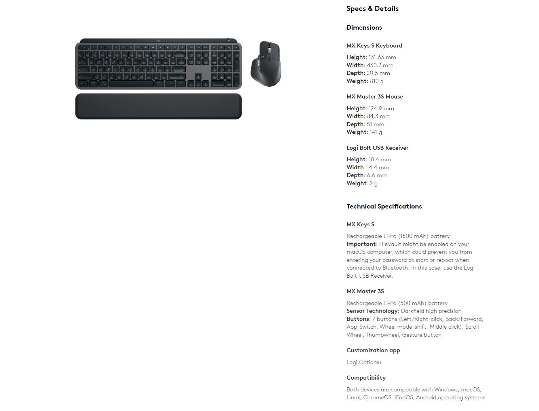 A large marketing image providing additional information about the product Logitech MX Keys S Wireless Keyboard & Mouse Combo - Additional alt info not provided