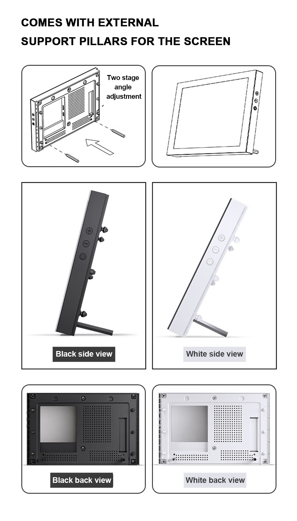 A large marketing image providing additional information about the product Jonsbo DS8 8" 60Hz 30MS LCD Screen - Black  - Additional alt info not provided