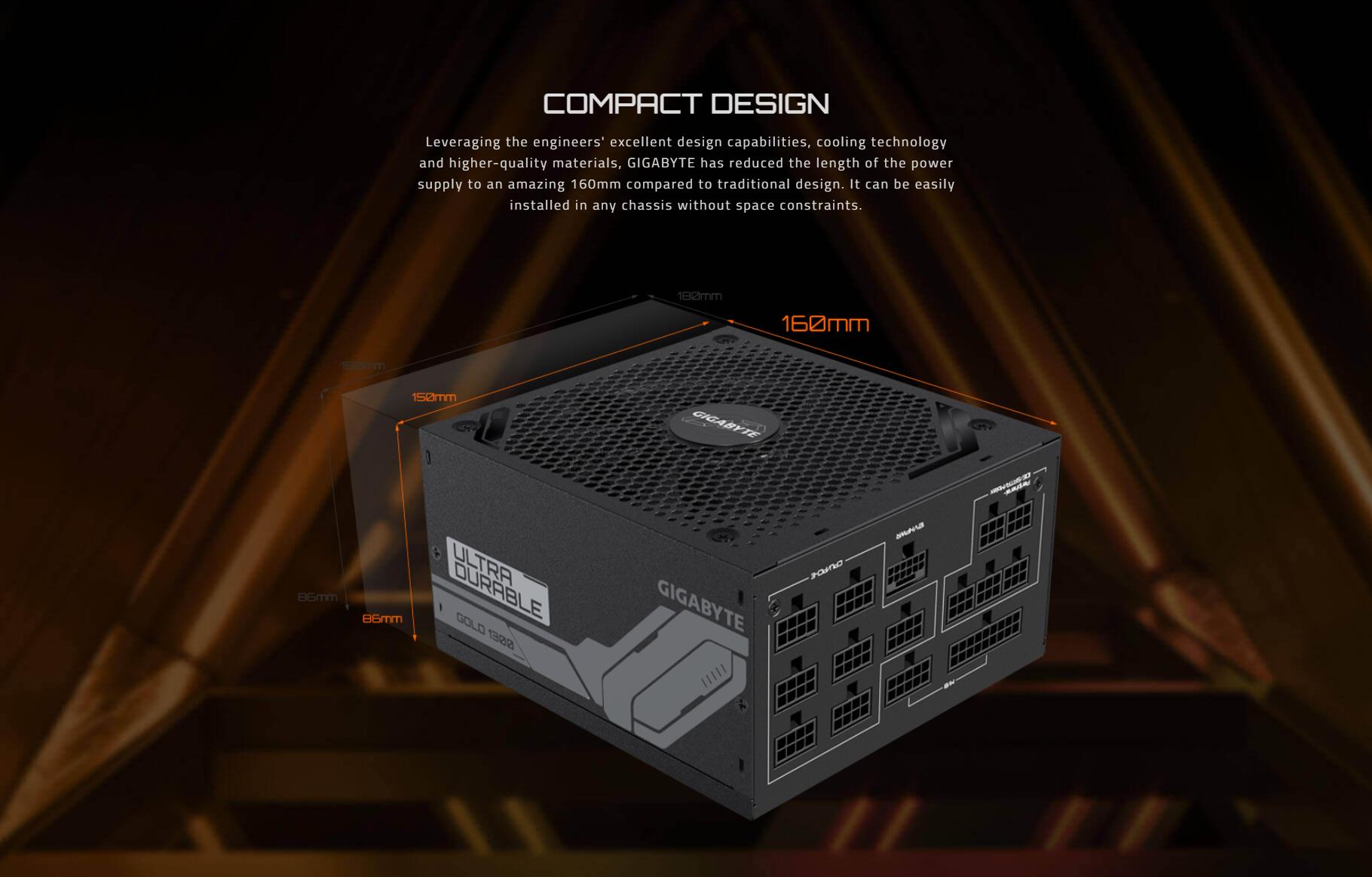 A large marketing image providing additional information about the product Gigabyte UD1300GM PG5 1300W Gold PCIe 5.0 Modular PSU - Additional alt info not provided