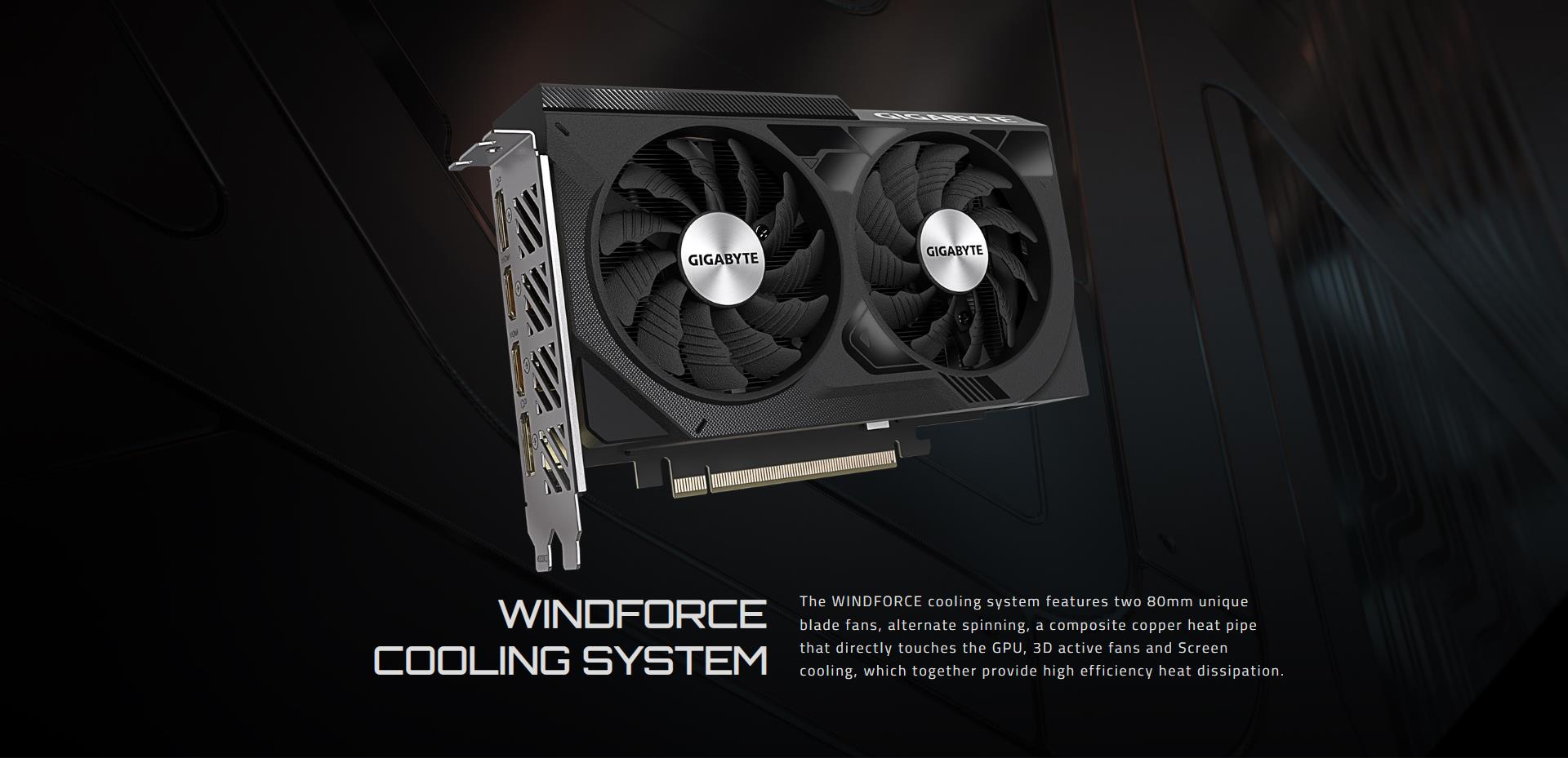 A large marketing image providing additional information about the product Gigabyte GeForce RTX 4060 Windforce OC 8GB GDDR6 - Additional alt info not provided